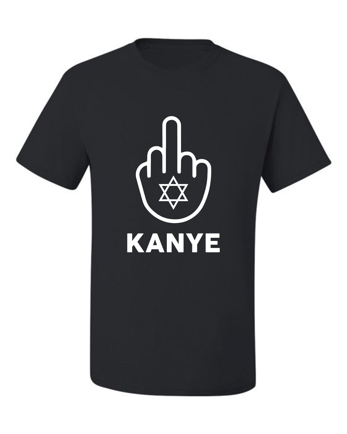 F Kanye Middle Finger Jewish Star Viral Trending Meme, White, Hip Hop Music Pop Culture Men's T-Shirt