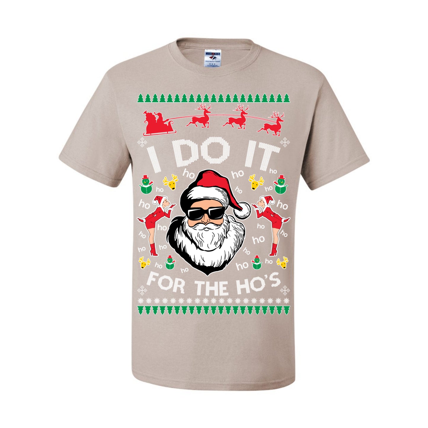 I Do It for the Hos Funny Santa Claus, Xmas Winter Holiday Classic Elves Presents Ugly Christmas Sweater Ugly Christmas Men's T-Shirt