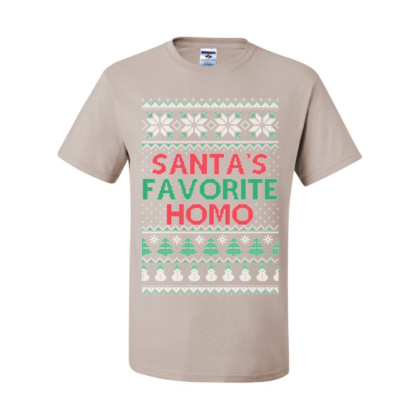Santa's Favorite Homo, Funny LGBT Pride Grey Greysexual Gay Lesbian Homosexual Bi Bisexual, Ugly Christmas Sweater Ugly Christmas Men's T-Shirt