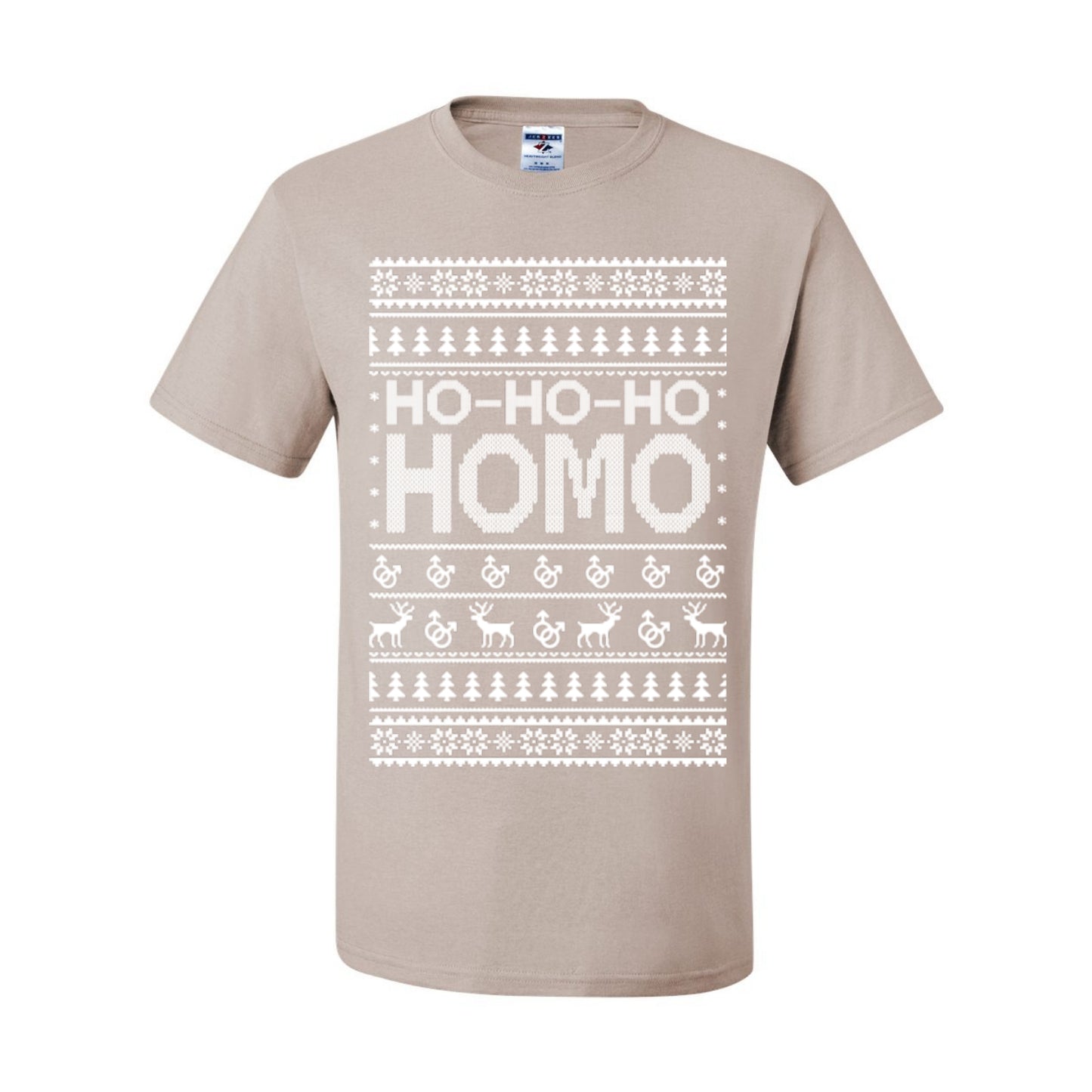 Ho Ho Ho Homo, Funny LGBT Pride Grey Greysexual Gay Lesbian Homosexual Bi Bisexual, Ugly Christmas Men's T-Shirt