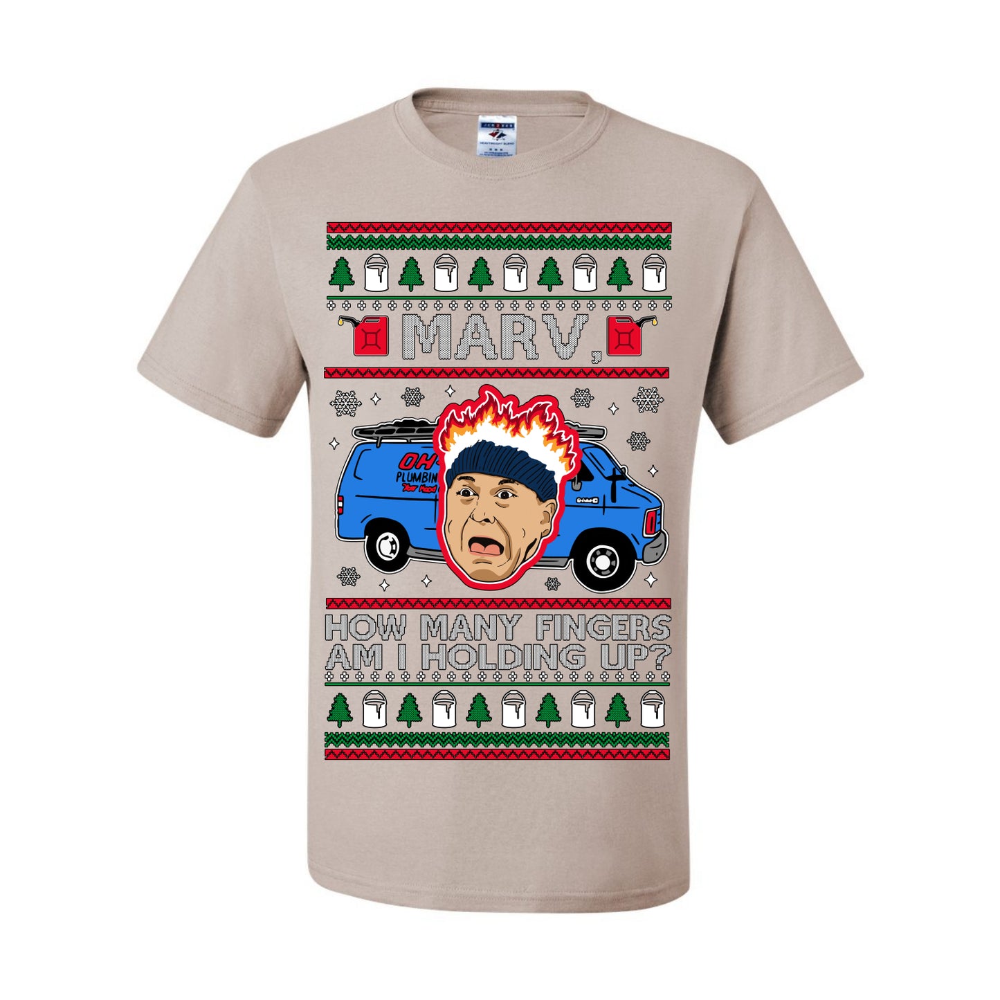 Marv How Many Fingers Am I Holding Up? Funny 90s Chicago Xmas Movie Quote Harry Kevin Fire Plumbing Van Bandits, Ugly Christmas Sweater Ugly Christmas Men's T-Shirt