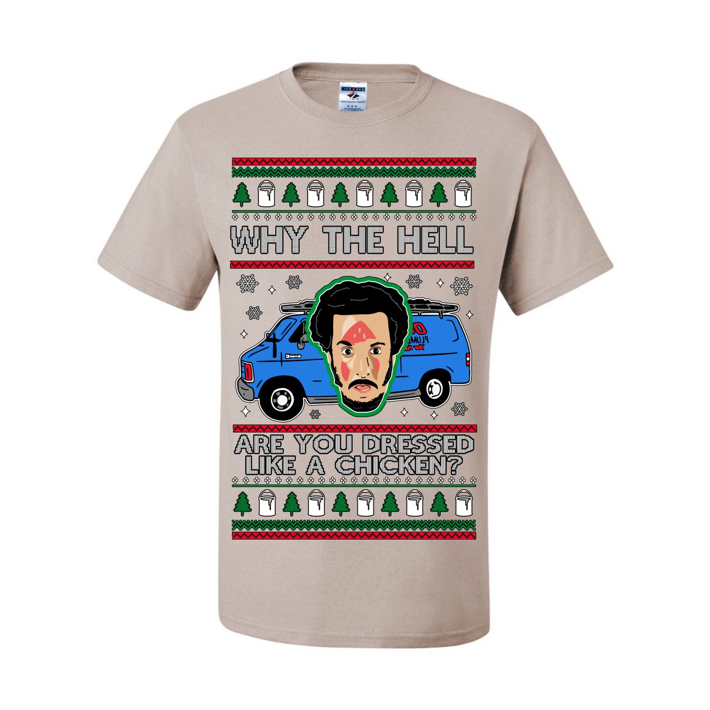 Why the Hell are You Dressed Like a Chicken? Classic Funny 90s Marv Kevin Plumbing Van Bandits Iron, Ugly Christmas Men's T-Shirt