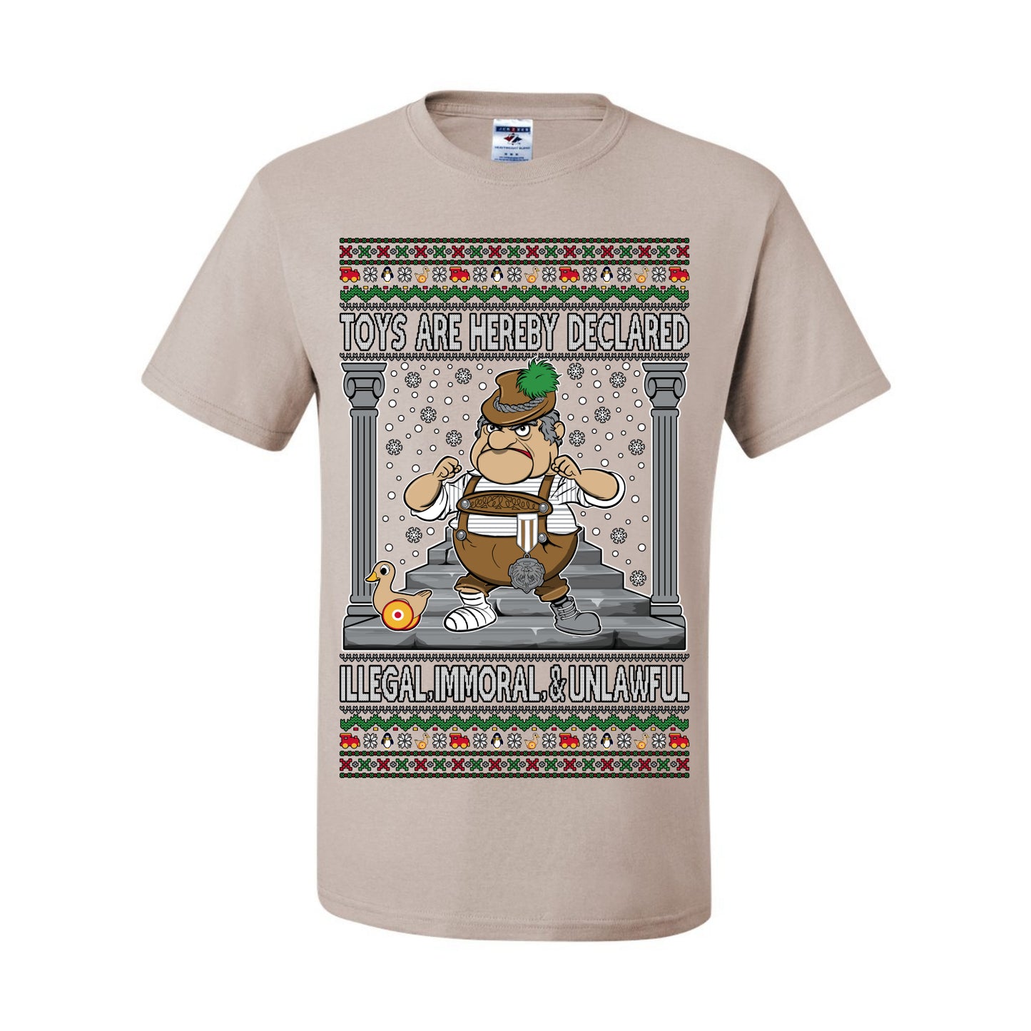 Toys Are Hereby Declared Illegal Immoral Unlawful, Funny Classic 1970 Xmas Movie Quote Character Santa Claus Comin to Town, Ugly Christmas Sweater Ugly Christmas Men's T-Shirt