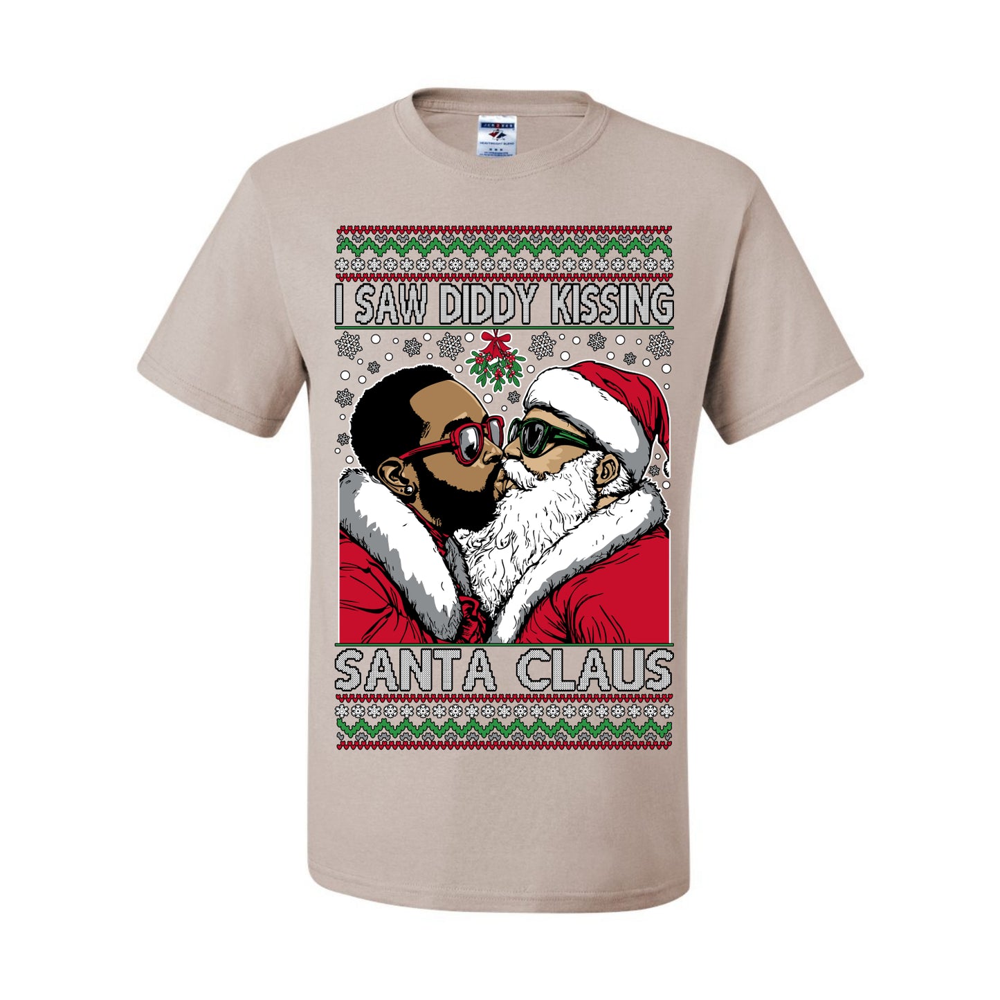 I Saw Diddy Kissing Santa Claus, Funny Party Viral Music Baby Oil Diddler Meme, Ugly Christmas Sweater Ugly Christmas Men's T-Shirt
