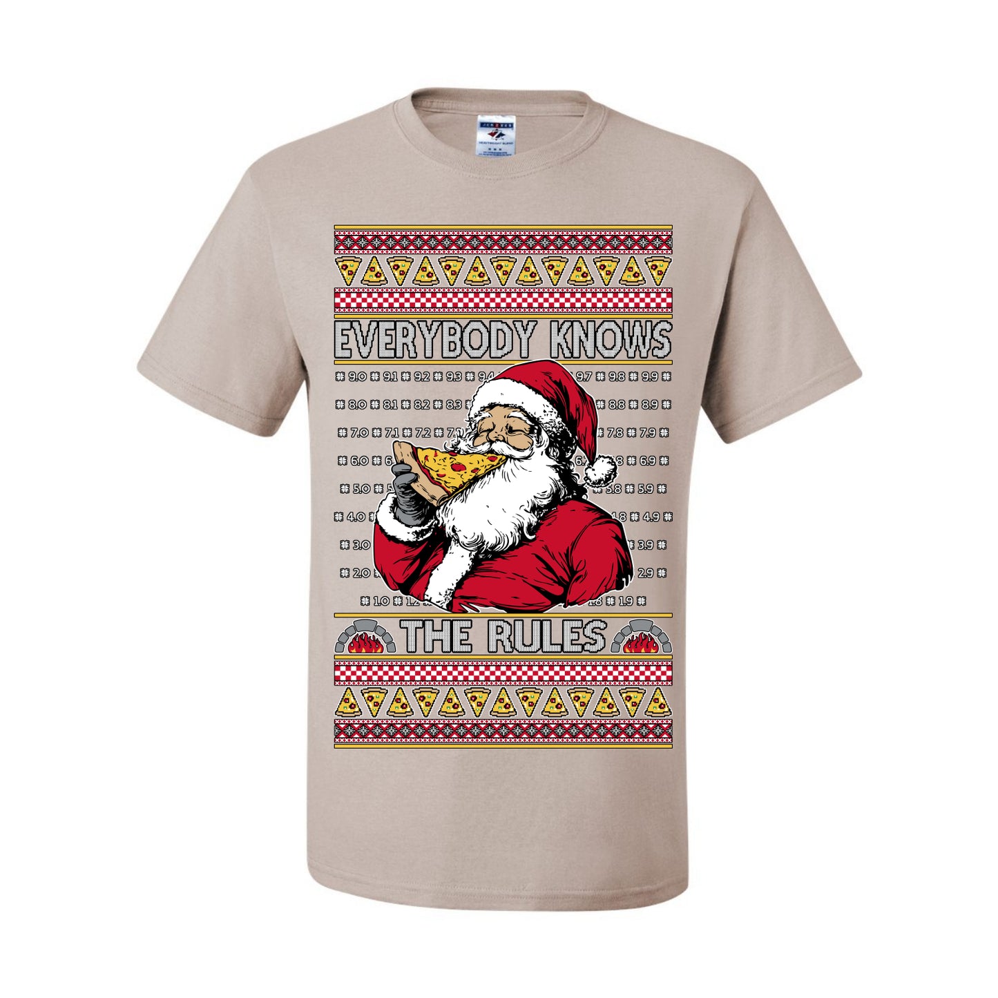 Everybody Knows the Rules Funny, Santa Claus Viral Online Pizza Rating Score, Detroit New England Deep Dish Pizzas Jersey New York Style, Ugly Christmas Sweater Ugly Christmas Men's T-Shirt