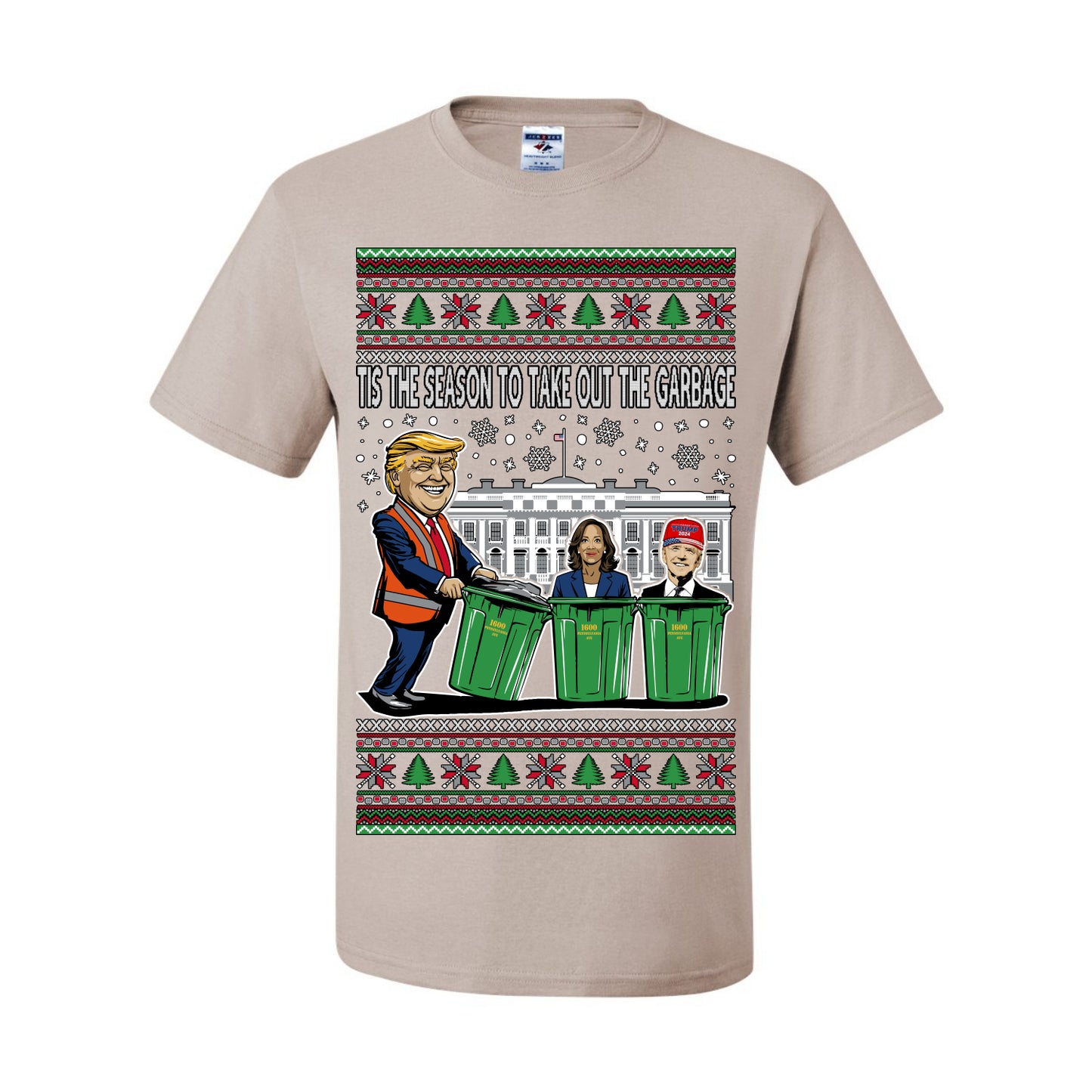 Tis the Season to Take Out the Garbage President Trump, 47th USA President of the United States, Gift for Republicans Conservatives Ugly Christmas Sweater Ugly Christmas Men's T-Shirt