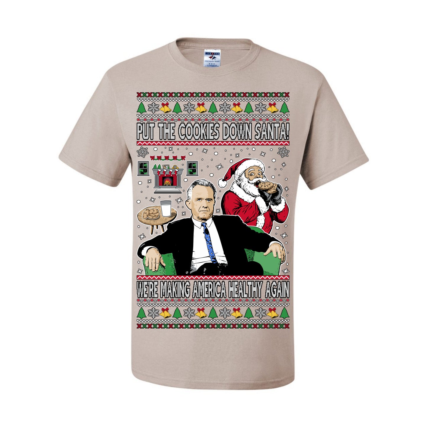 Put the Cookies Down Santa! Make America Healthy Again RFK, Funny Republican Xmas MAGA Gift Trump Ugly Christmas Sweater Ugly Christmas Men's T-Shirt