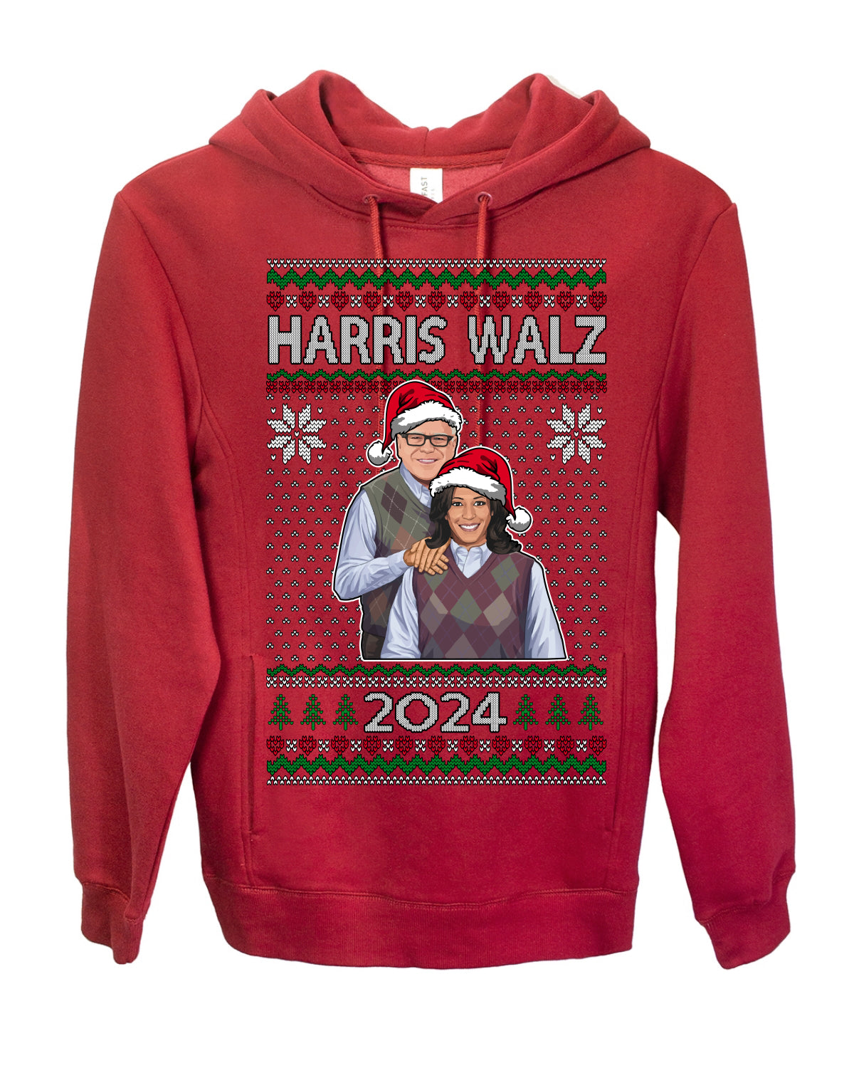 Kamala Harris Tim Walz 2024 Classic Movie Poster, Democrat Political Xmas Ugly Christmas Sweater Crewneck Sweatshirt Ugly Christmas Premium Side-Pocket Hoodie Sweatshirt