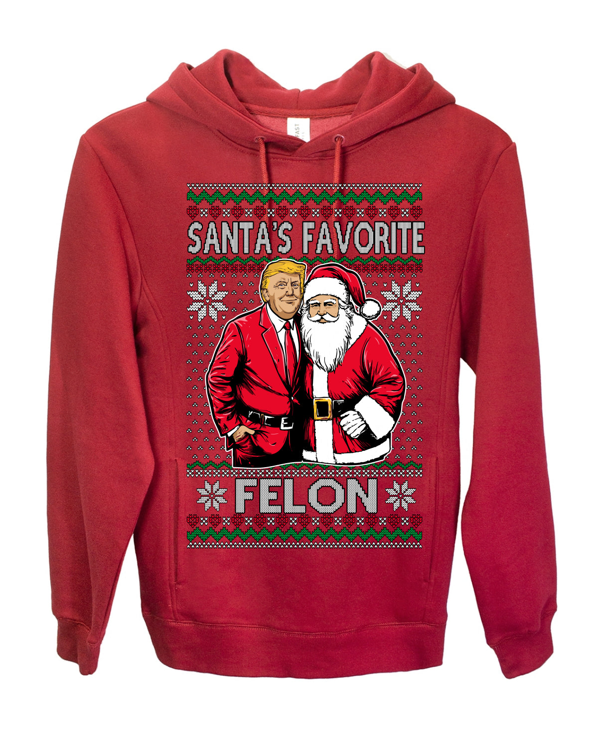 Santa's Favorite Felo,n Funny Donald Trump JD Vance 2024 MAGA Make America Great Again Xmas Santa Claus Funny Sweaters Gift Merch for Republicans, Ugly Christmas Sweater Ugly Christmas Premium Side-Pocket Hoodie Sweatshirt
