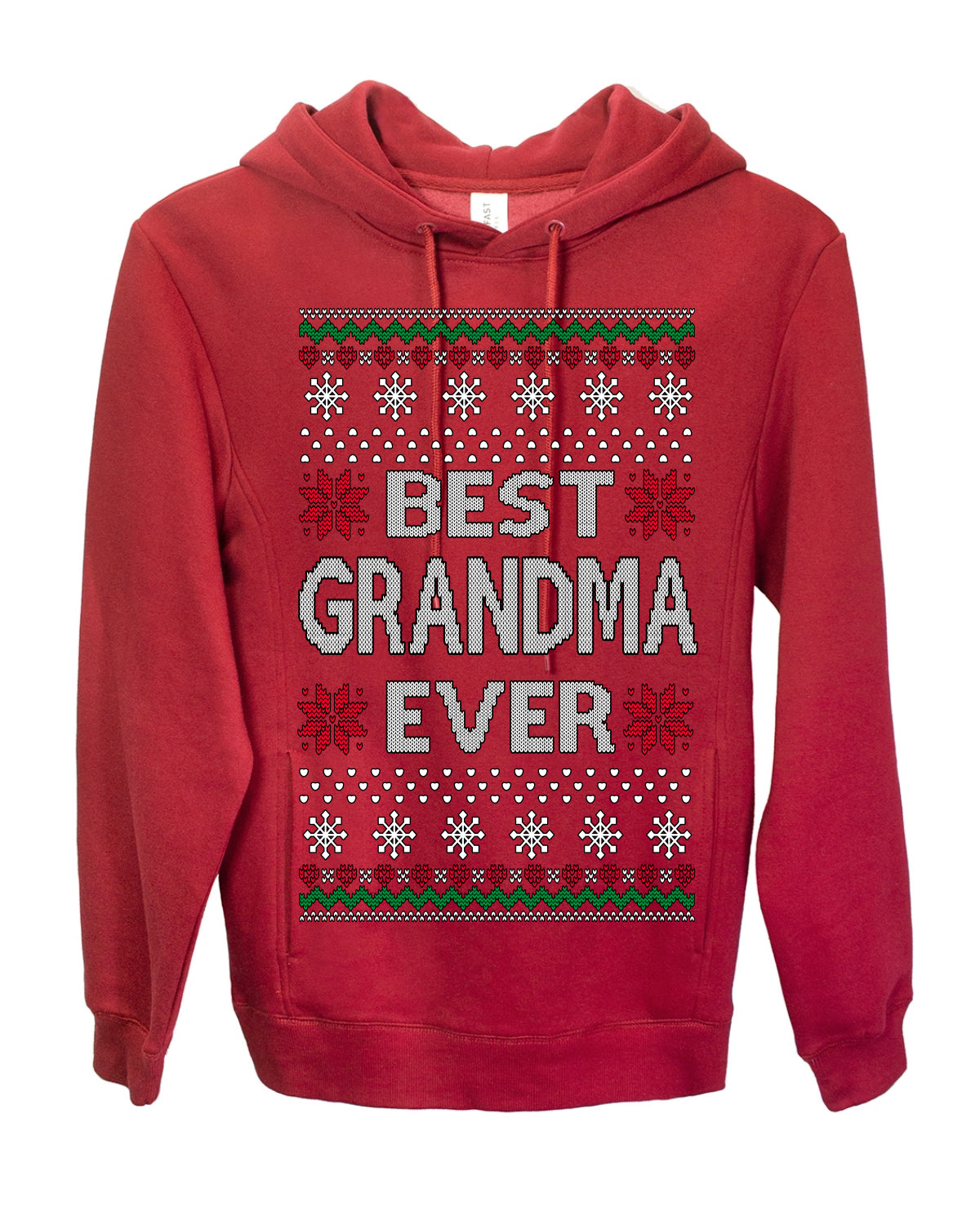 Best Grandma Ever Classic Xmas Winter Holidays Ugly Christmas Sweater Ugly Christmas Premium Side-Pocket Hoodie Sweatshirt