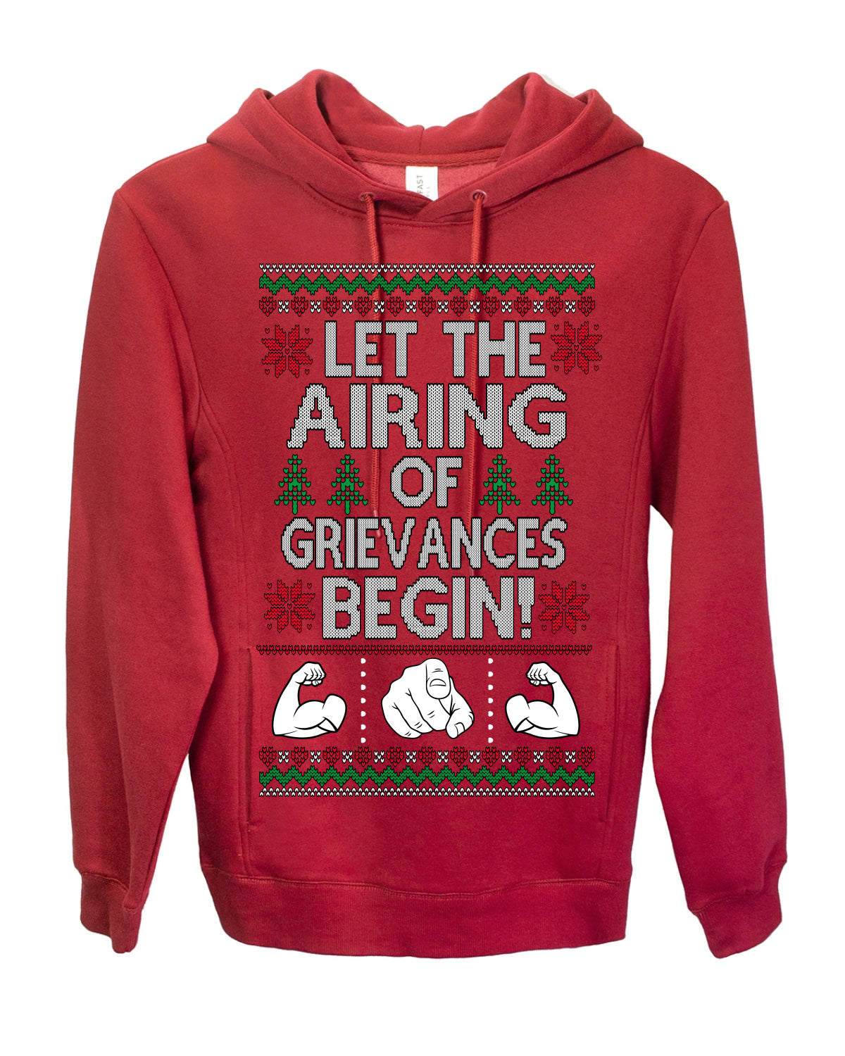 Let the Airing of Grievances Begin Funny TV Sitcom Festivus for the Rest of Us, Feats of Strength Iconic TV Quote Ugly Christmas Premium Side-Pocket Hoodie Sweatshirt