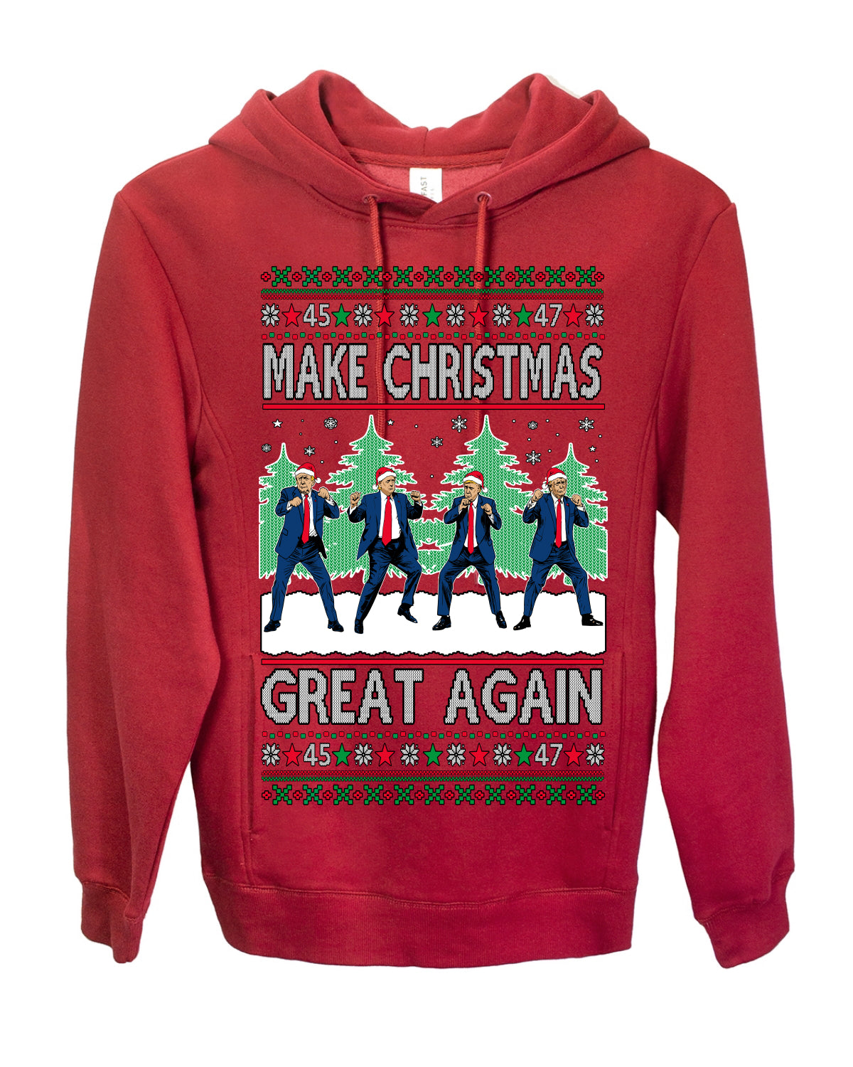 Make Christmas Great Again Shimmy Dance USA President Ugly Christmas Sweater Ugly Christmas Premium Side-Pocket Hoodie Sweatshirt