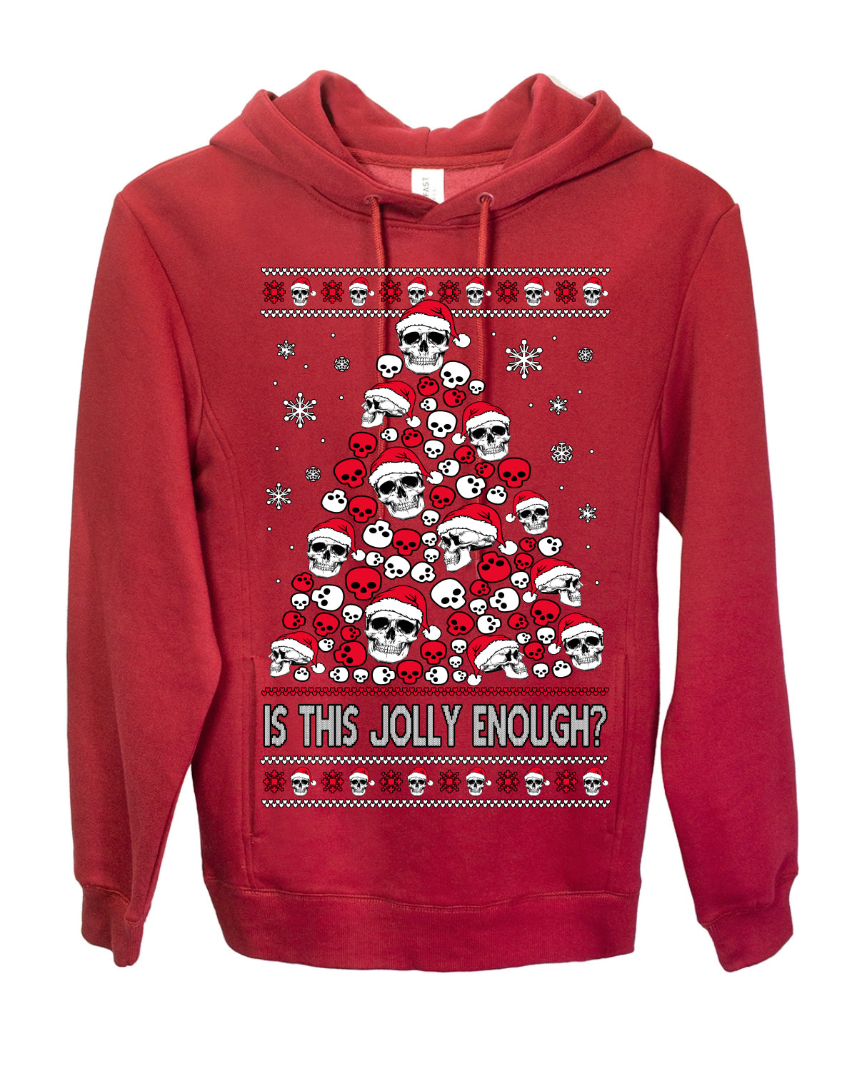 Is This Jolly Enough? Skeleton Halloween Xmas Skull Christmas Tree Ugly Christmas Sweater Ugly Christmas Premium Side-Pocket Hoodie Sweatshirt