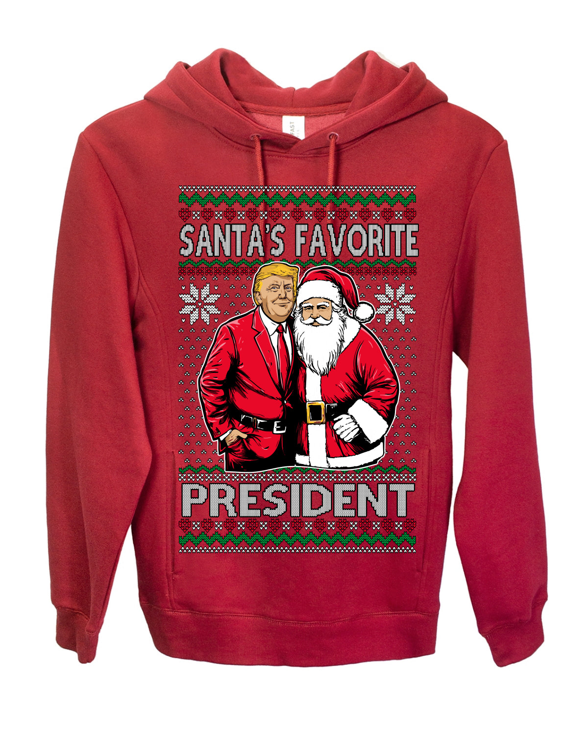 Santa's Favorite President Red Suit Trump, 47th USA President of the United States, Gift for Republicans Conservatives Ugly Christmas Sweater Ugly Christmas Premium Side-Pocket Hoodie Sweatshirt