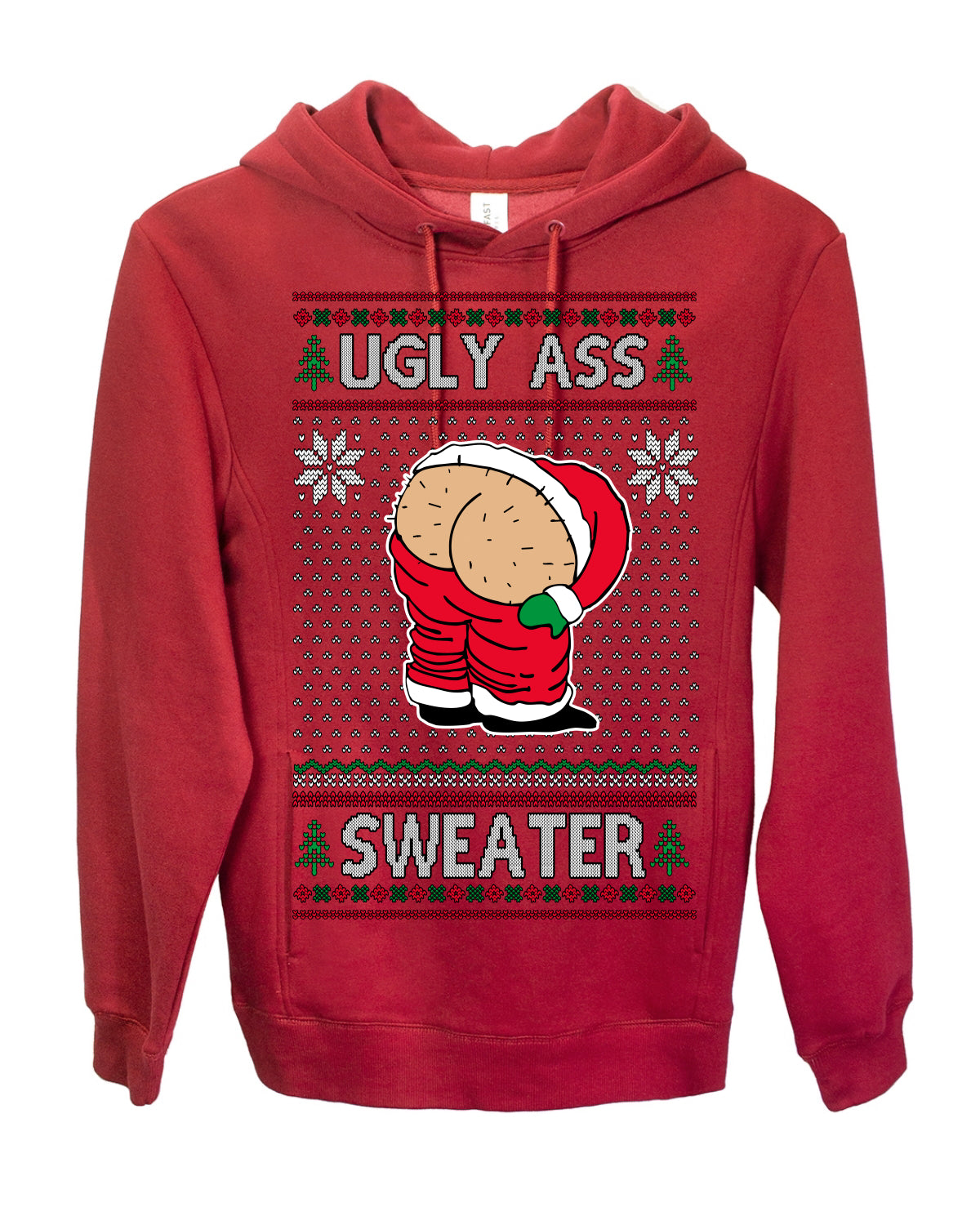 Ugly Ass Sweater Funny Santa Claus Butt Xmas Ugly Christmas Sweater Ugly Christmas Premium Side-Pocket Hoodie Sweatshirt