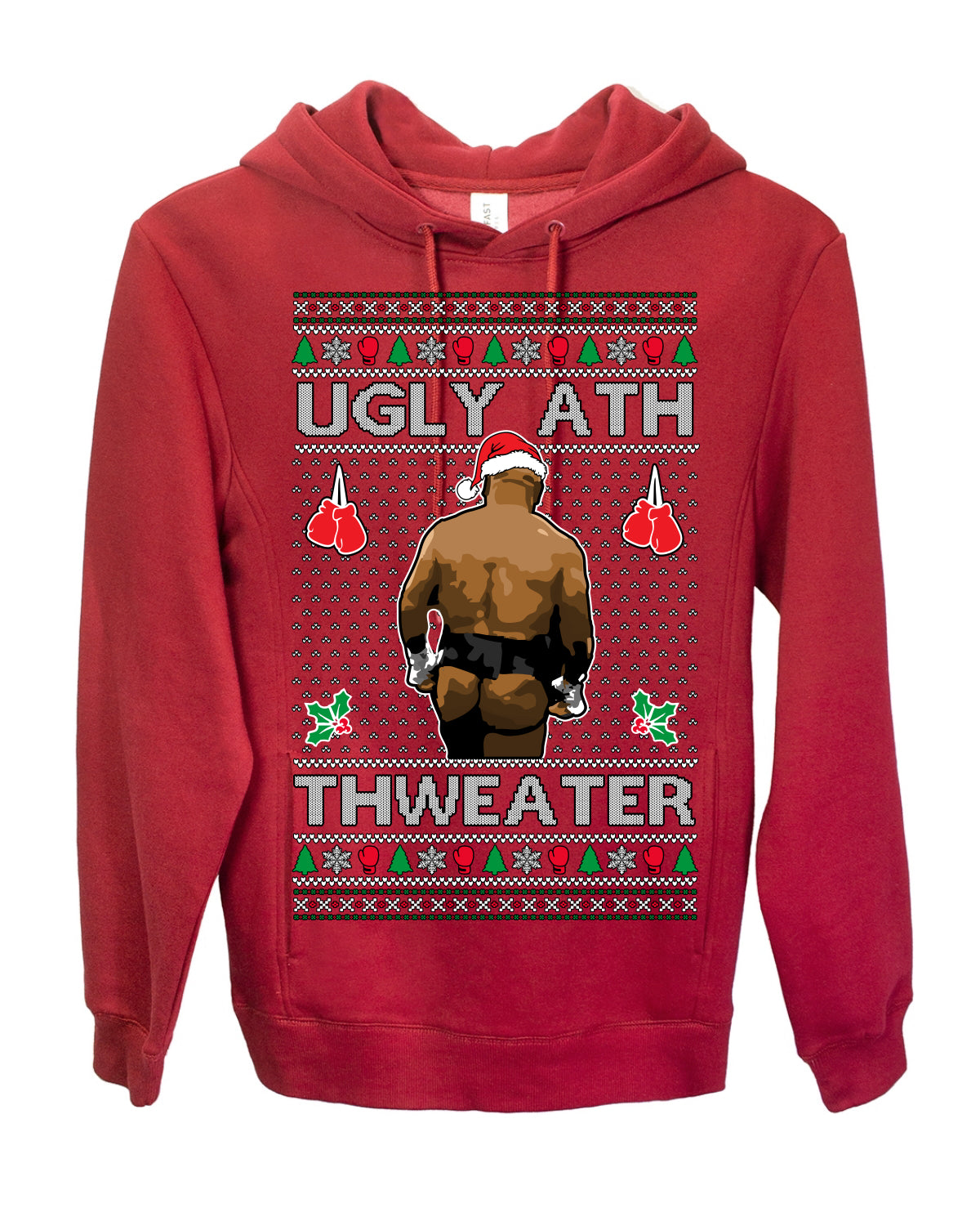Ugly Ath Sweater Merry Chrithmith, Mike Tyson Butt Viral Ugly Ass Boxing Fight Meme Men Women Funny Ugly Christmas Sweater Ugly Christmas Premium Side-Pocket Hoodie Sweatshirt