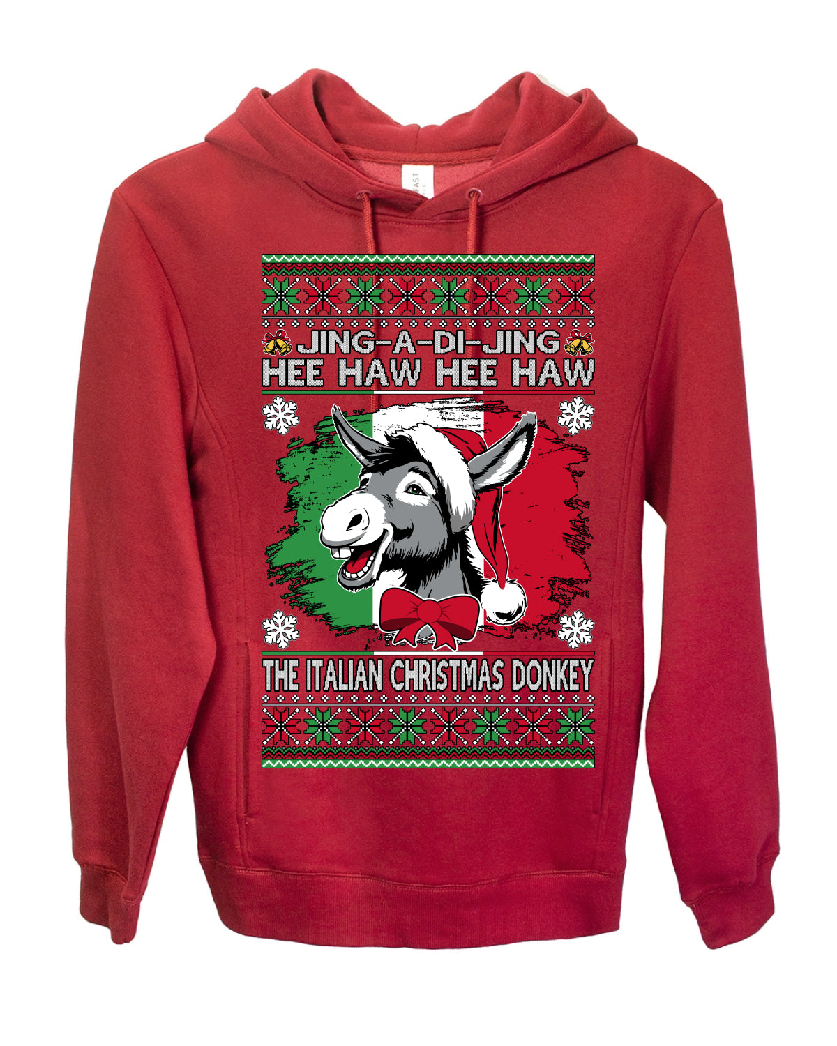 Jing a Di Jing Dominick the Italian Christmas Donkey, Classic New York Brooklyn Xmas Song Lyrics, Ugly Christmas Sweater Ugly Christmas Premium Side-Pocket Hoodie Sweatshirt