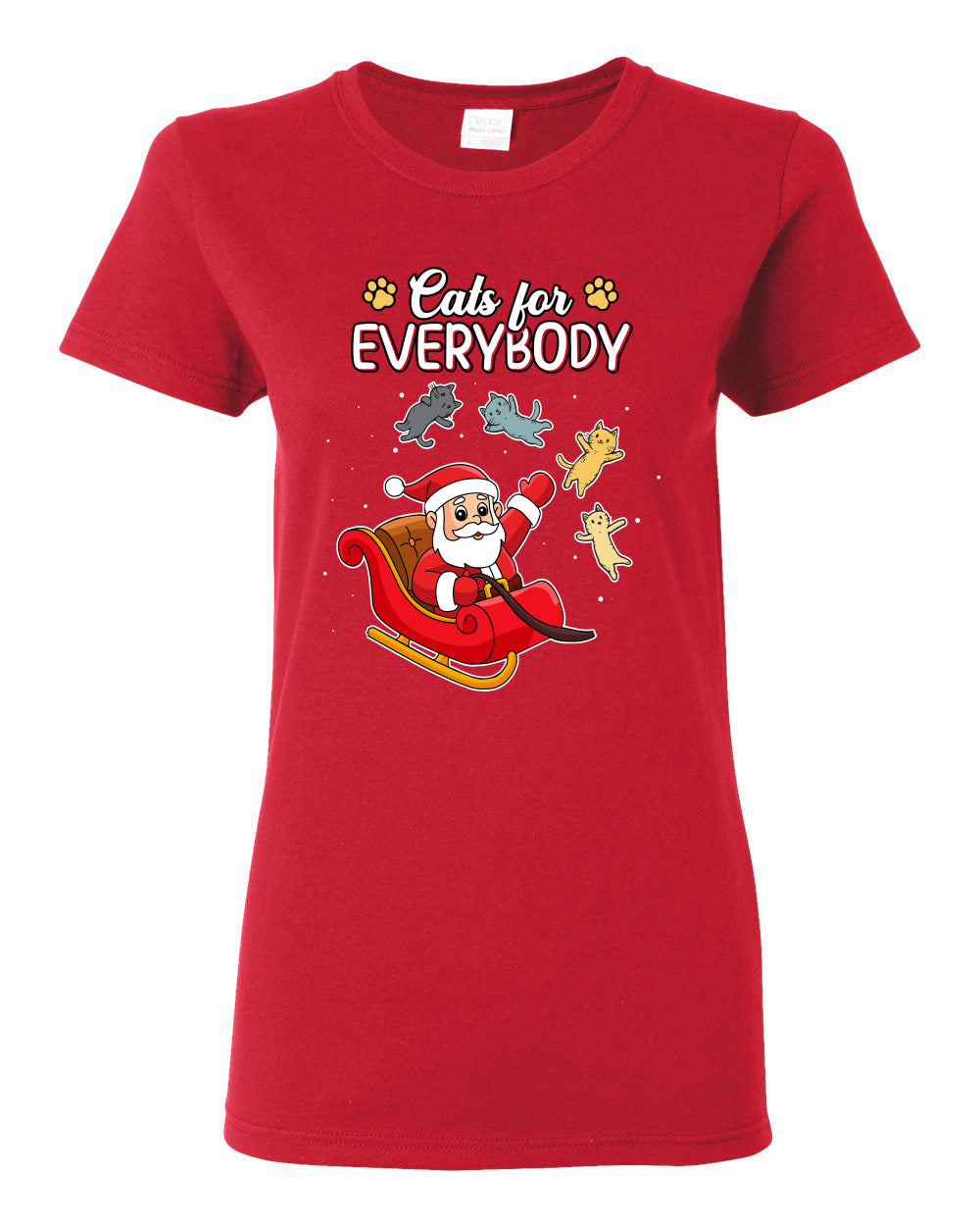 Cats for Everybody, Cute Santa Claus Santa's Sleigh Floating Space Cat Ugly Christmas Womens Graphic T-Shirt
