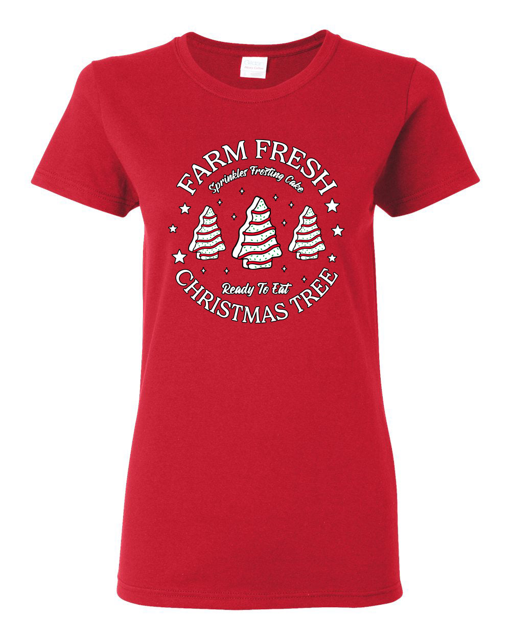 Farm Fresh Christmas Tree, Sprinkle Frosted Cake, Ready to Eat | Classic Winter Holiday Dessert Ugly Christmas Womens Graphic T-Shirt