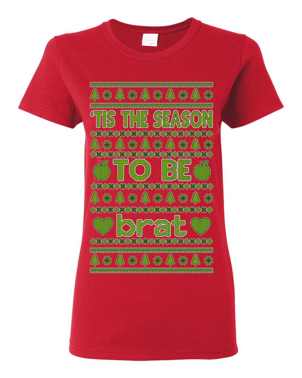 Tis the Season to Be Brat Green Text, Xmas Viral Meme Music Rave Concert Merch, Unisex Ugly Christmas Sweaters for Women Men Ugly Christmas Womens Graphic T-Shirt