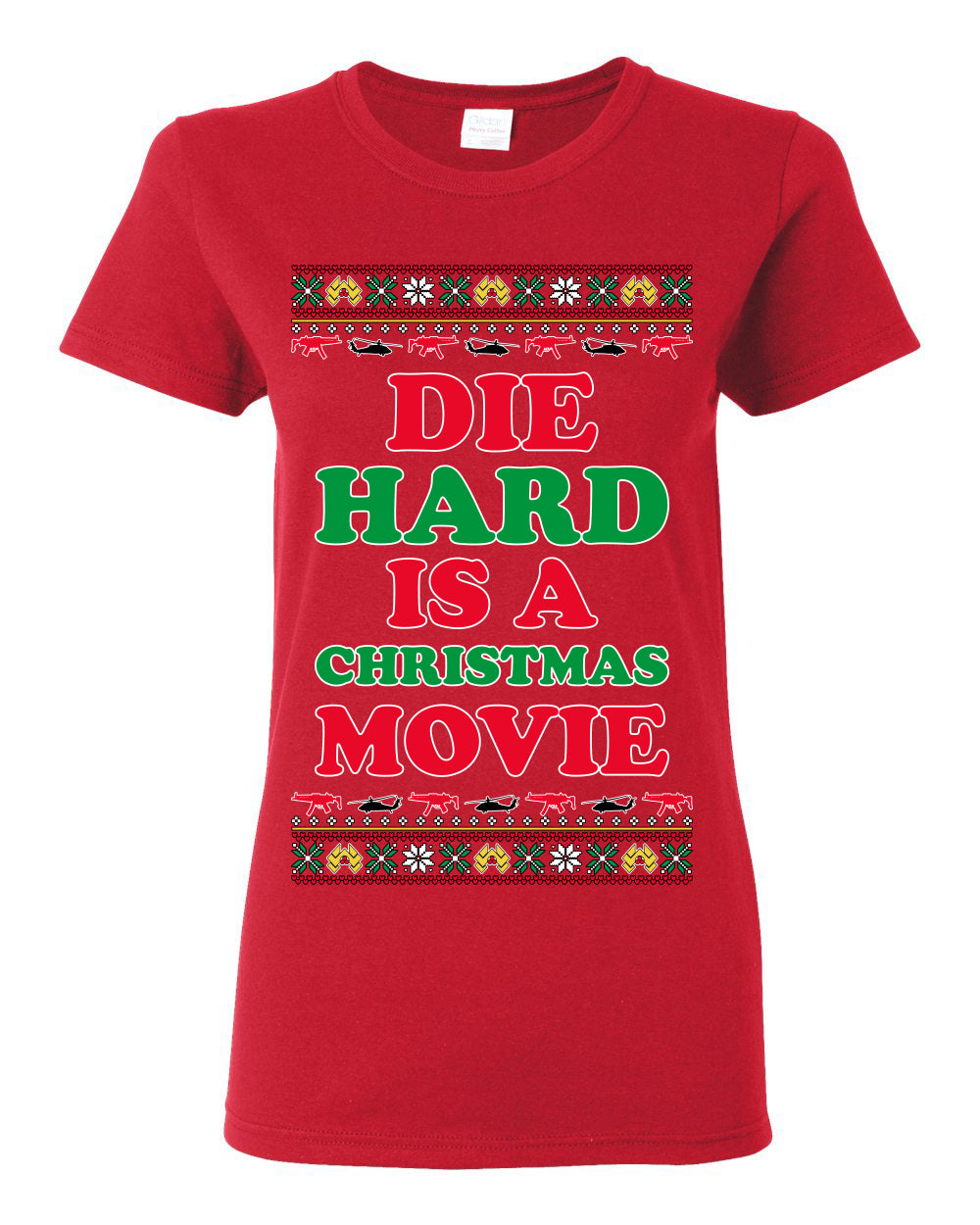 Die Hard is a Christmas Movie Classic, McClane Hans Nakatomi Plaza Xmas Party Holiday Movies, Ugly Christmas Sweater Crewneck Sweatshirt Ugly Christmas Womens Graphic T-Shirt
