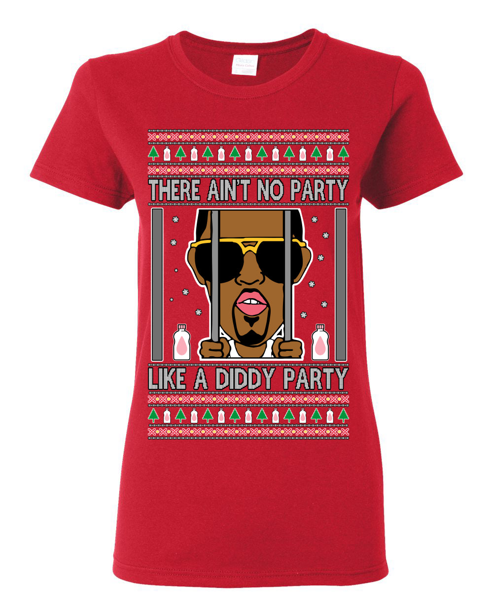 There Ain't No Party Like a Diddy Party, Viral Meme Trendy Baby Oil Crazy Parties Funny Classic Ugly Christmas Sweater Ugly Christmas Womens Graphic T-Shirt