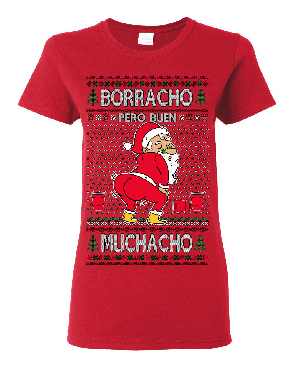 Borracho Pero Buen Muchacho Bebida Alcohol Drunk But a Good Boy, Espanol Ropa Sueter Navideno Cerveza, Funny Ugly Christmas Sweater Ugly Christmas Womens Graphic T-Shirt