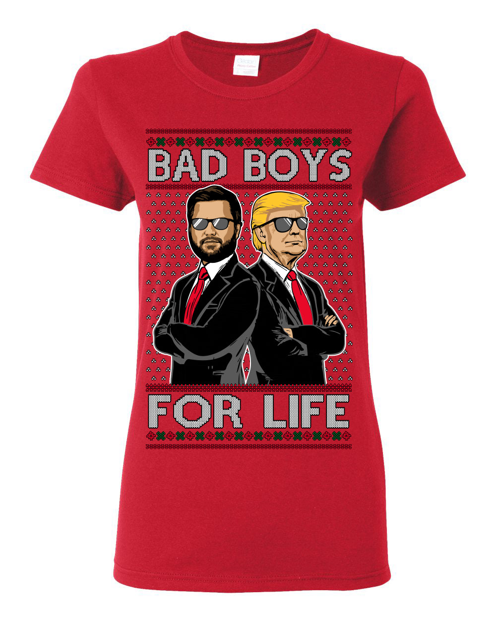 Bad Boys for Life Donald Trump JD Vance, MAGA Make America Great Again 2024, 90s Comedy Movie Parody Ugly Christmas Sweater Ugly Christmas Womens Graphic T-Shirt