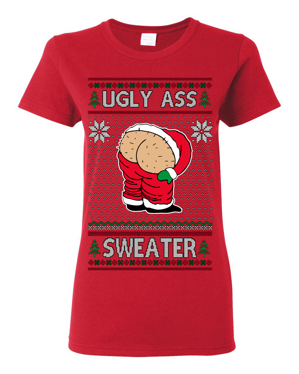 Ugly Ass Sweater Funny Santa Claus Butt Xmas Ugly Christmas Sweater Ugly Christmas Womens Graphic T-Shirt