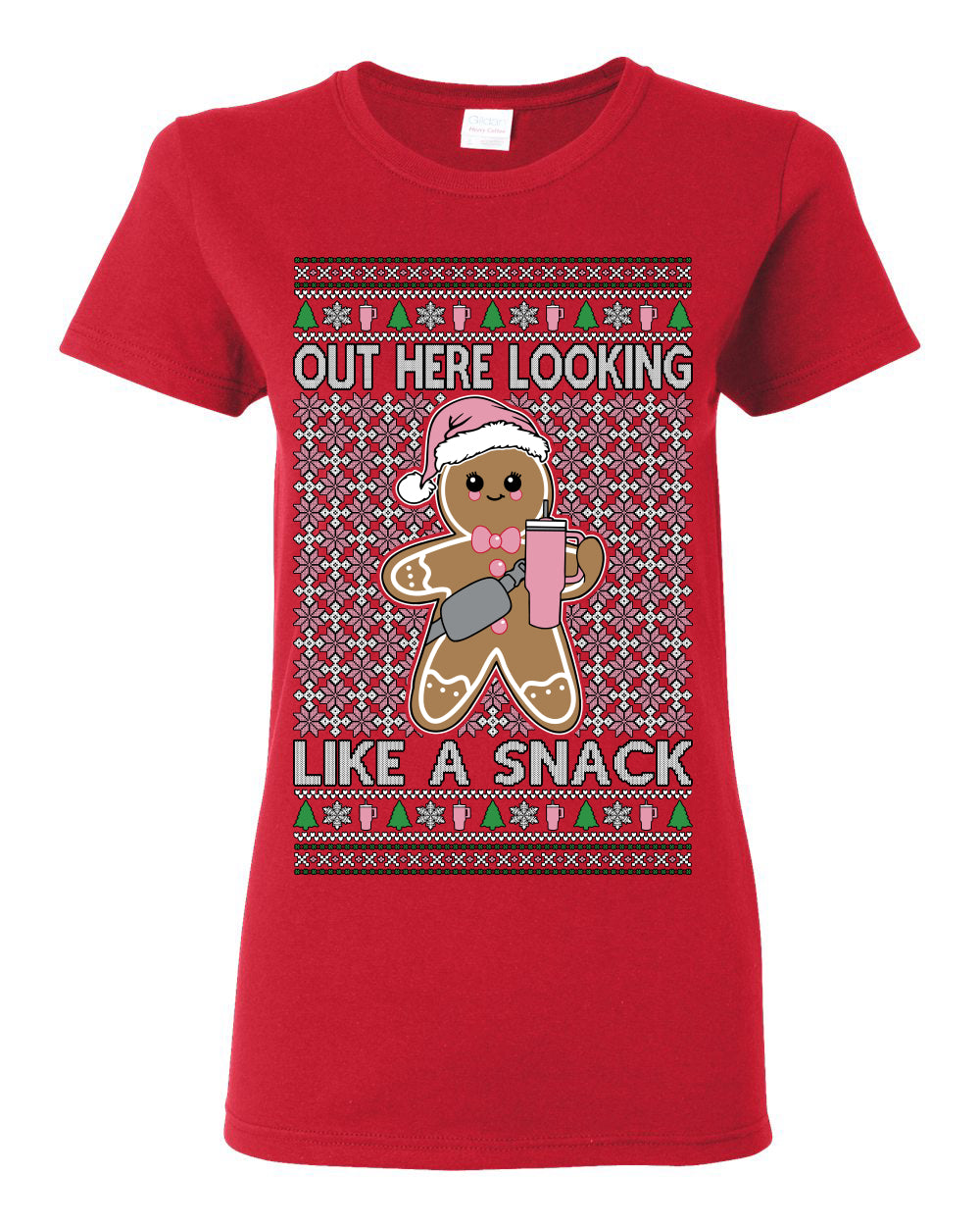 Out Here Looking Like a Snack Cute Xmas Cookie Ugly Christmas Sweater Ugly Christmas Womens Graphic T-Shirt
