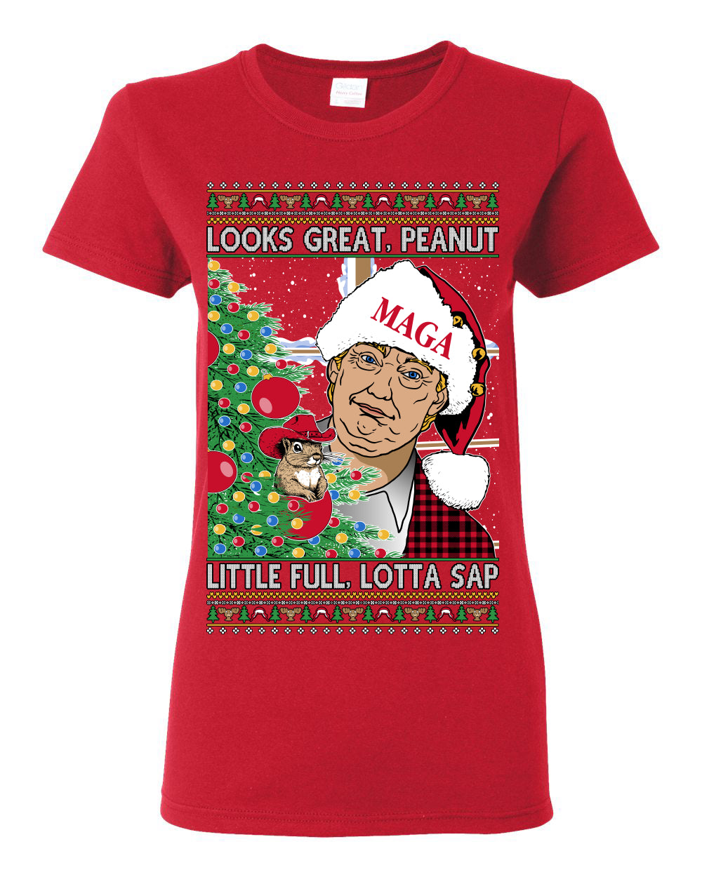 Looks Great Peanut Little Full Lotta Sap, Funny Clark Griswold Xmas Vacation Todd Margo 80s Movie Viral Animal Meme Quote Ugly Christmas Sweater Ugly Christmas Womens Graphic T-Shirt