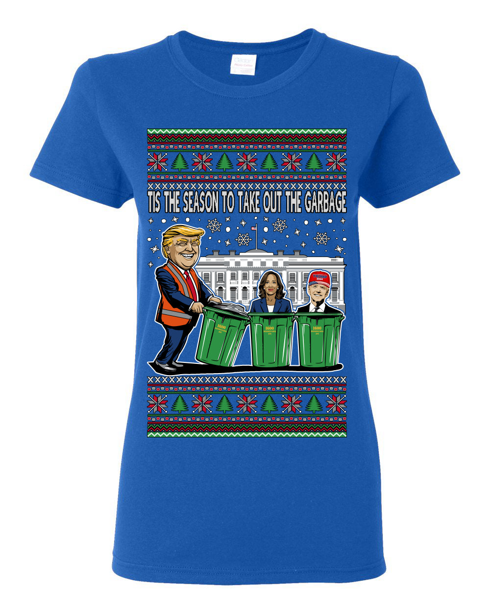 Tis the Season to Take Out the Garbage President Trump, 47th USA President of the United States, Gift for Republicans Conservatives Ugly Christmas Sweater Ugly Christmas Womens Graphic T-Shirt