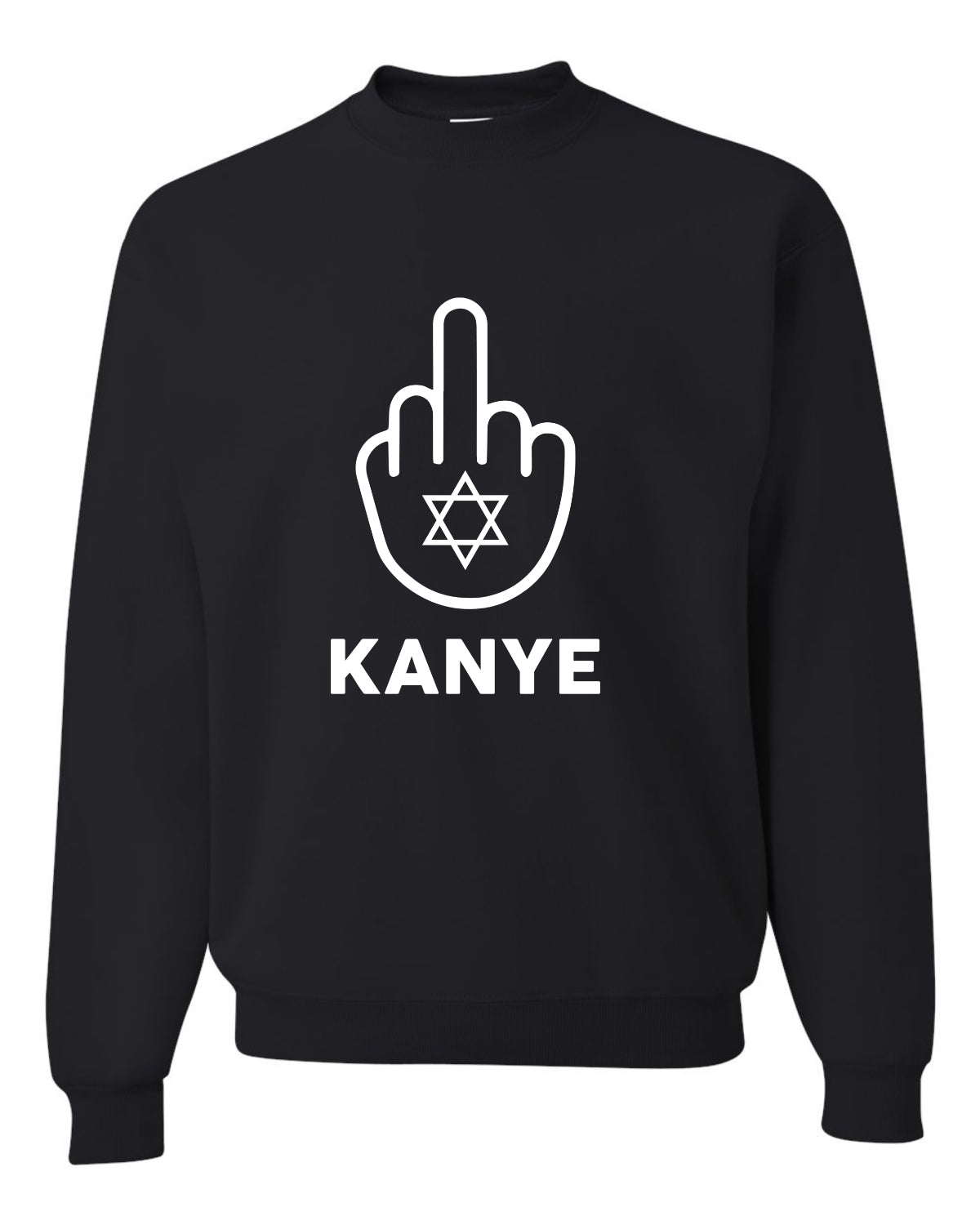 F Kanye Middle Finger Jewish Star Viral Trending Meme, White, Hip Hop Music Pop Culture Unisex Crewneck Sweatshirt