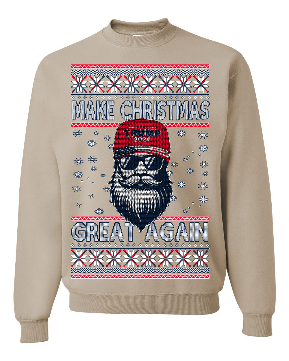 Make Christmas Great Again Trump Santa Claus 2024 MAGA, Donald Trump JD Vance GOP Republican, Ugly Christmas Sweater Crewneck Sweatshirt Ugly Christmas Unisex Crewneck Sweatshirt