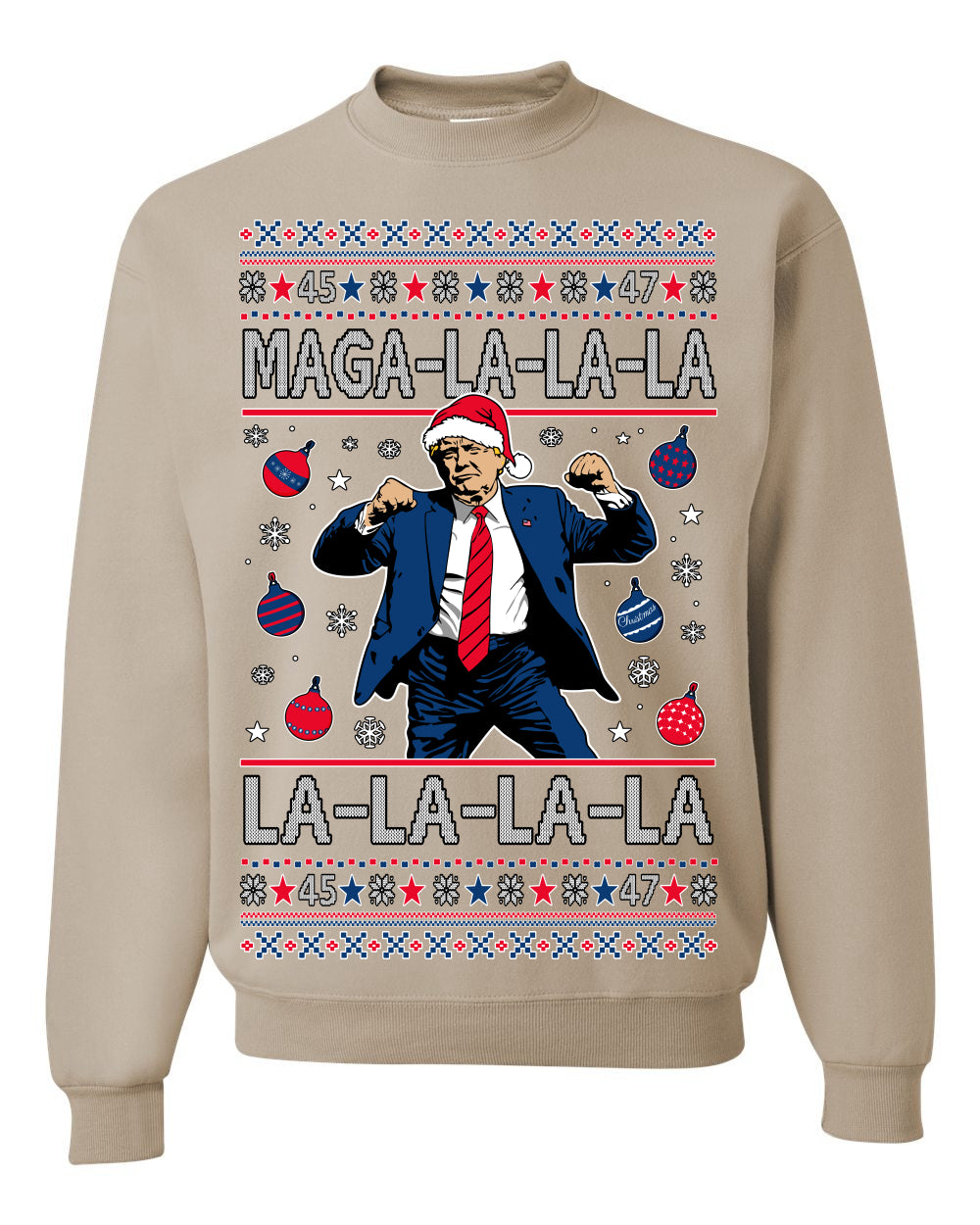 Maga La La La, Funny Xmas Santa Donald Trump Viral Shimmy Dance Classic Christmas Carol Song, Ugly Christmas Sweater Ugly Christmas Men's T-Shirt