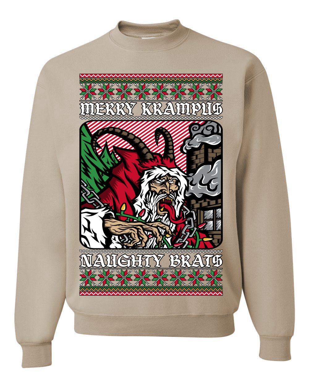 Merry Krampus Naughty Brats | Funny Ugly Christmas Sweater Crewneck Sweatshirt Ugly Christmas Unisex Crewneck Sweatshirt