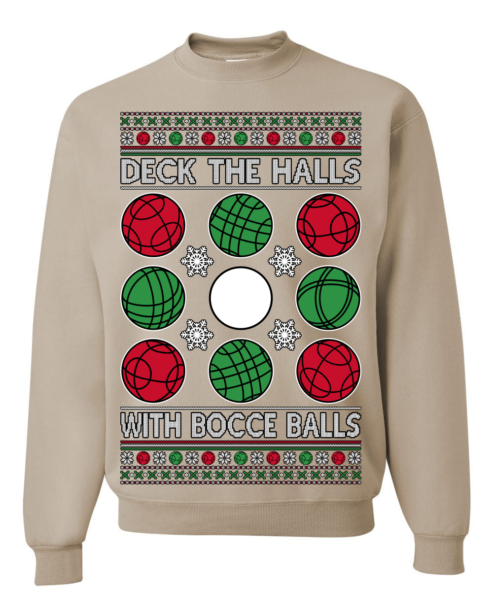 Deck the Halls with Bocce Balls, Funny Classic Italy Italian Sports Ugly Christmas Sweater Ugly Christmas Unisex Crewneck Sweatshirt
