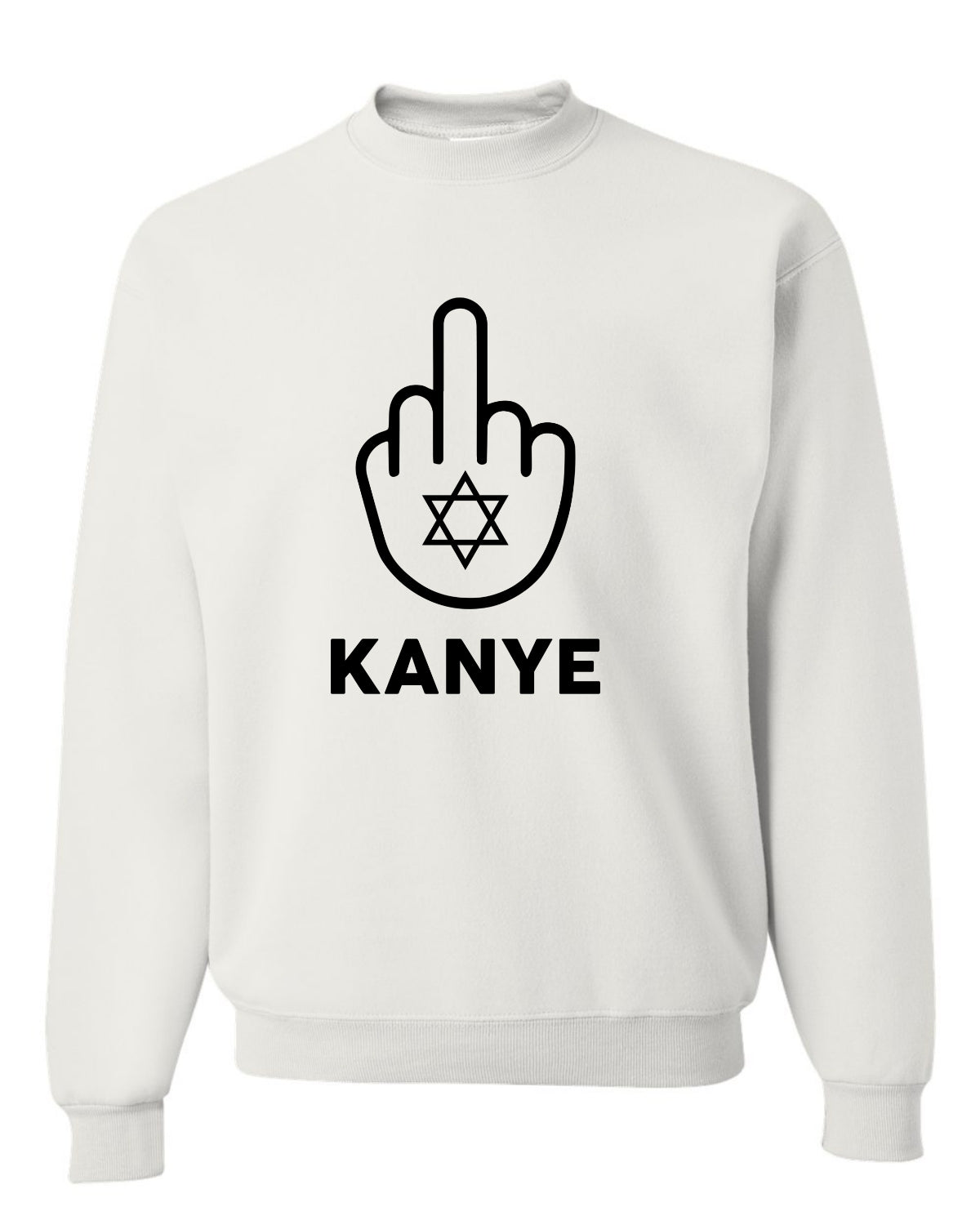 F Kanye Middle Finger Jewish Star Viral Trending Meme, Black, Hip Hop Music Pop Culture Unisex Crewneck Sweatshirt