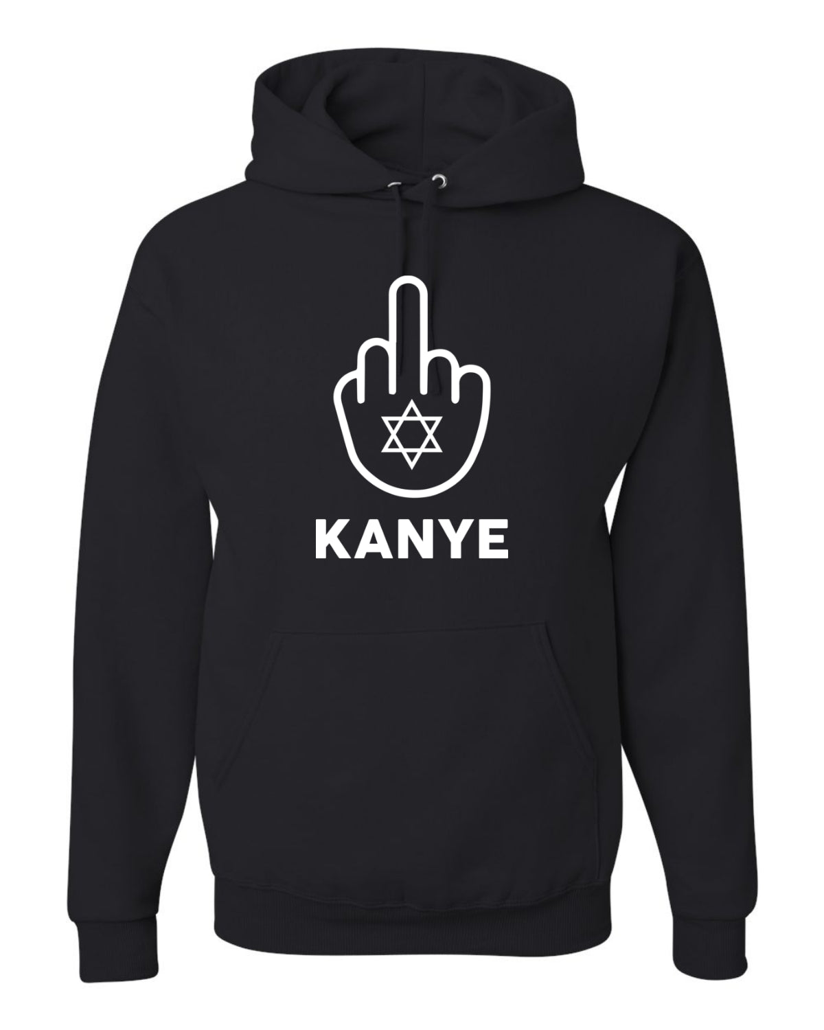 F Kanye Middle Finger Jewish Star Viral Trending Meme, White, Hip Hop Music Pop Culture Unisex Hoodie Sweatshirt