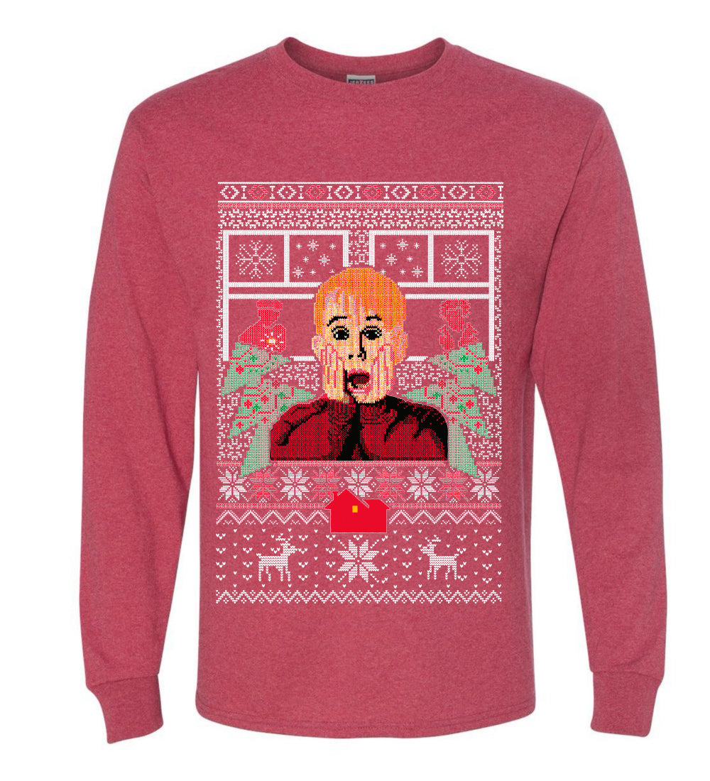 Kevin Merry Xmas Movie Fan, Christmas Gifts, Funny Xmas Gift Idea, Ugly Christmas Sweater Mens Long Sleeve Shirt