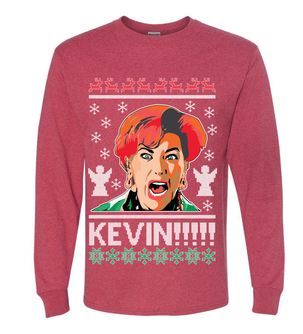 Kevin!!! Xmas Movie Classic, Christmas Gifts, Funny Xmas Gift Idea, Ugly Christmas Sweater Mens Long Sleeve Shirt
