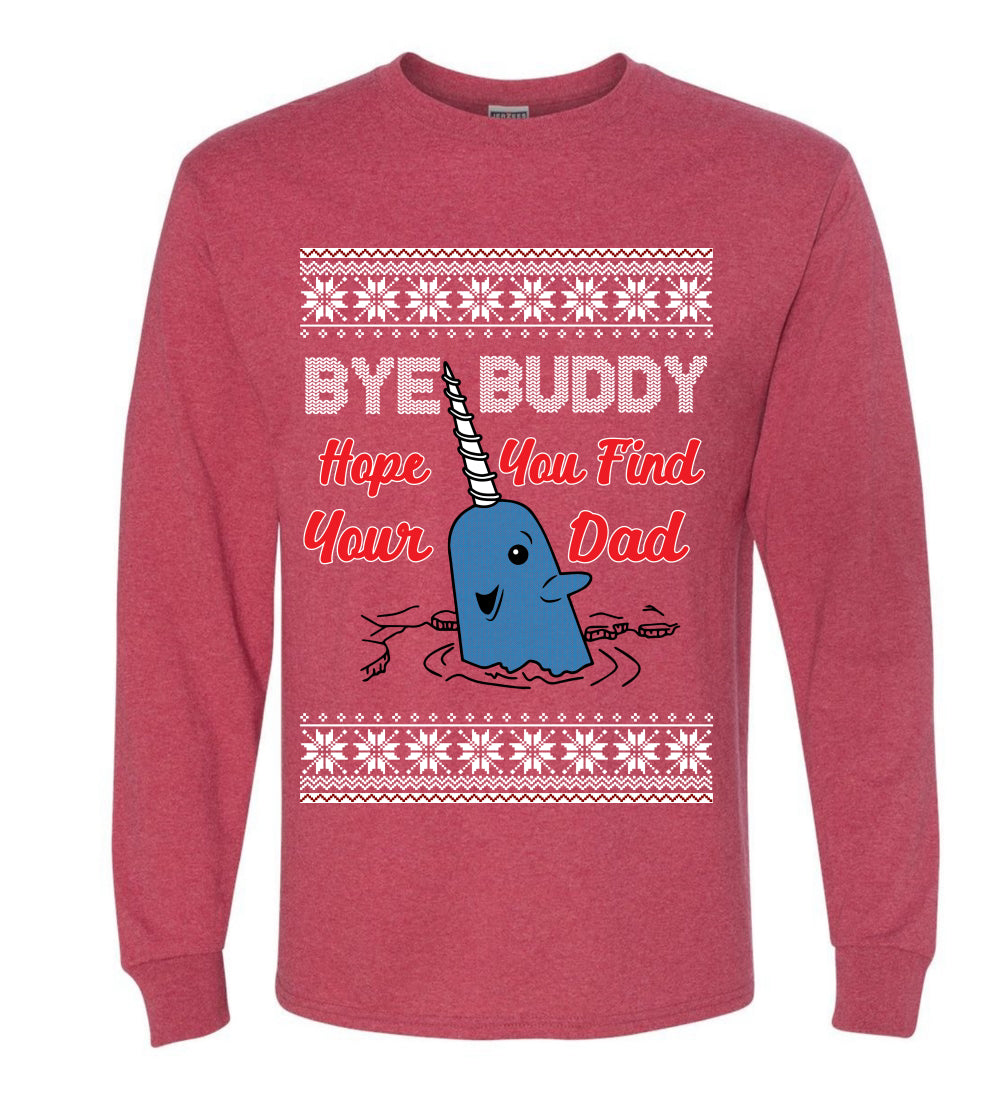 Hope You Find Your Dad Funny Elf Christmas Quote, Christmas Gifts, Funny Xmas Gift Idea, Ugly Christmas Sweater Mens Long Sleeve Shirt