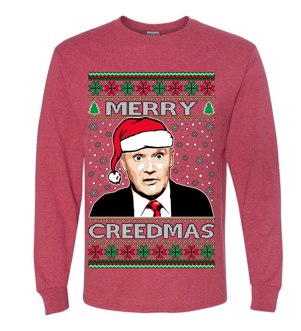 Merry Creedmas , Merry Christmas Tee, Ugly Christmas, Sweater Mens Long Sleeve Shirt