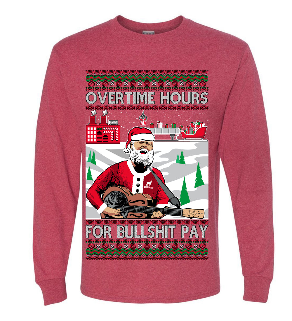 Overtime Hours Rich Men North of Richmond, Christmas Gifts, Funny Xmas Gift Idea, Ugly Christmas Sweater Mens Long Sleeve Shirt
