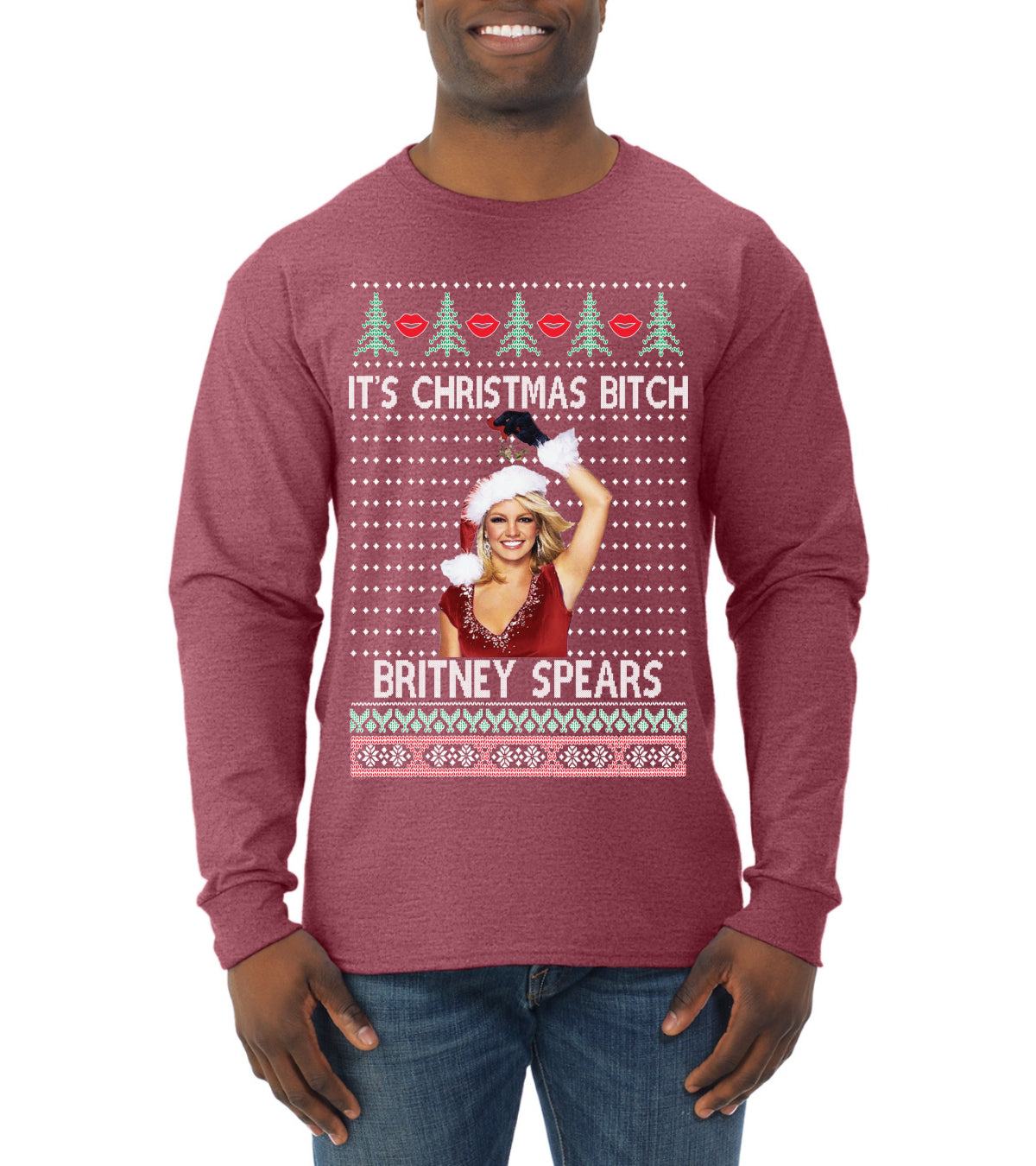 It's Christmas Bitch Britney, Christmas Gifts, Funny Xmas Gift Idea, Ugly Christmas Mens Long Sleeve Shirt