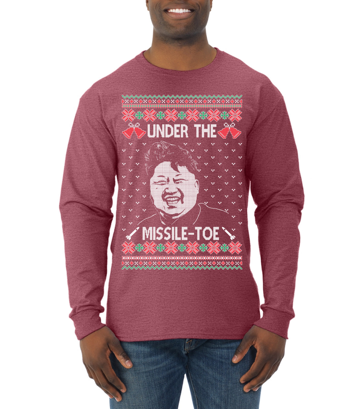 Under The Missle Toe ,Christmas Gifts, Funny Xmas Gift Idea, Ugly Christmas Sweater Mens Long Sleeve Shirt