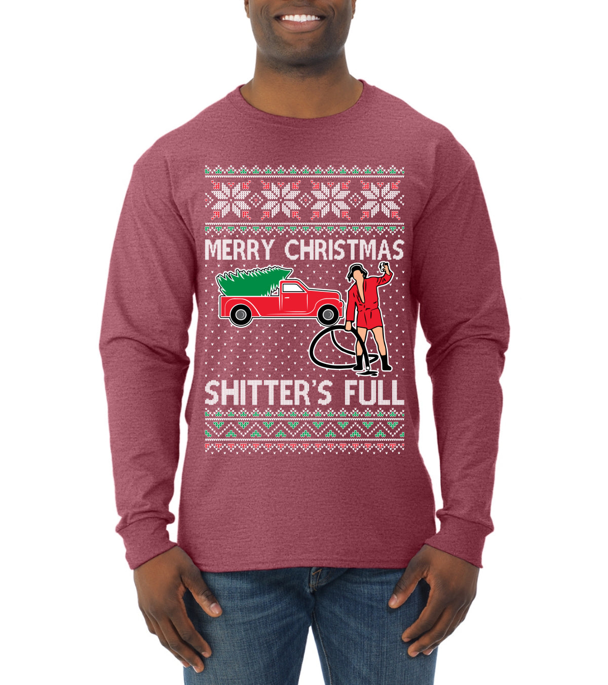 Cousin Eddie Merry Christmas Shitter's Full, Funny Christmas, Christmas Gifts, Funny Xmas Gift Idea, Ugly Christmas Mens Long Sleeve Shirt