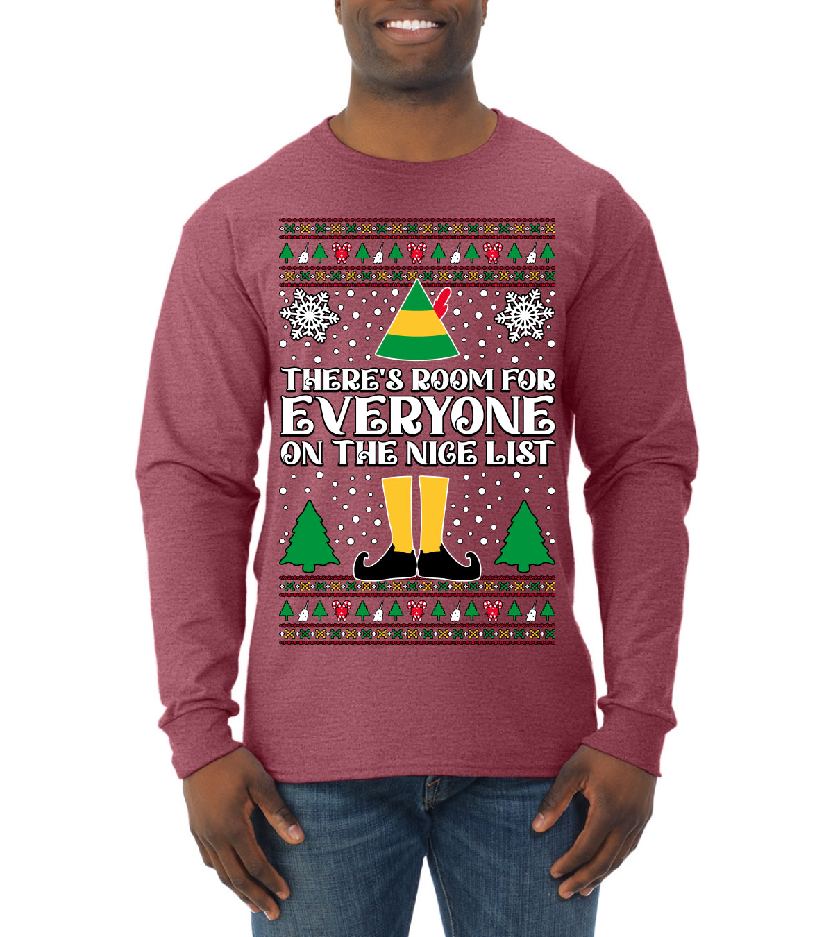 Room For Everyone On The Nice List Christmas Movie Quote, Christmas Gifts, Funny Xmas Gift Idea, Ugly Christmas Sweater Mens Long Sleeve Shirt