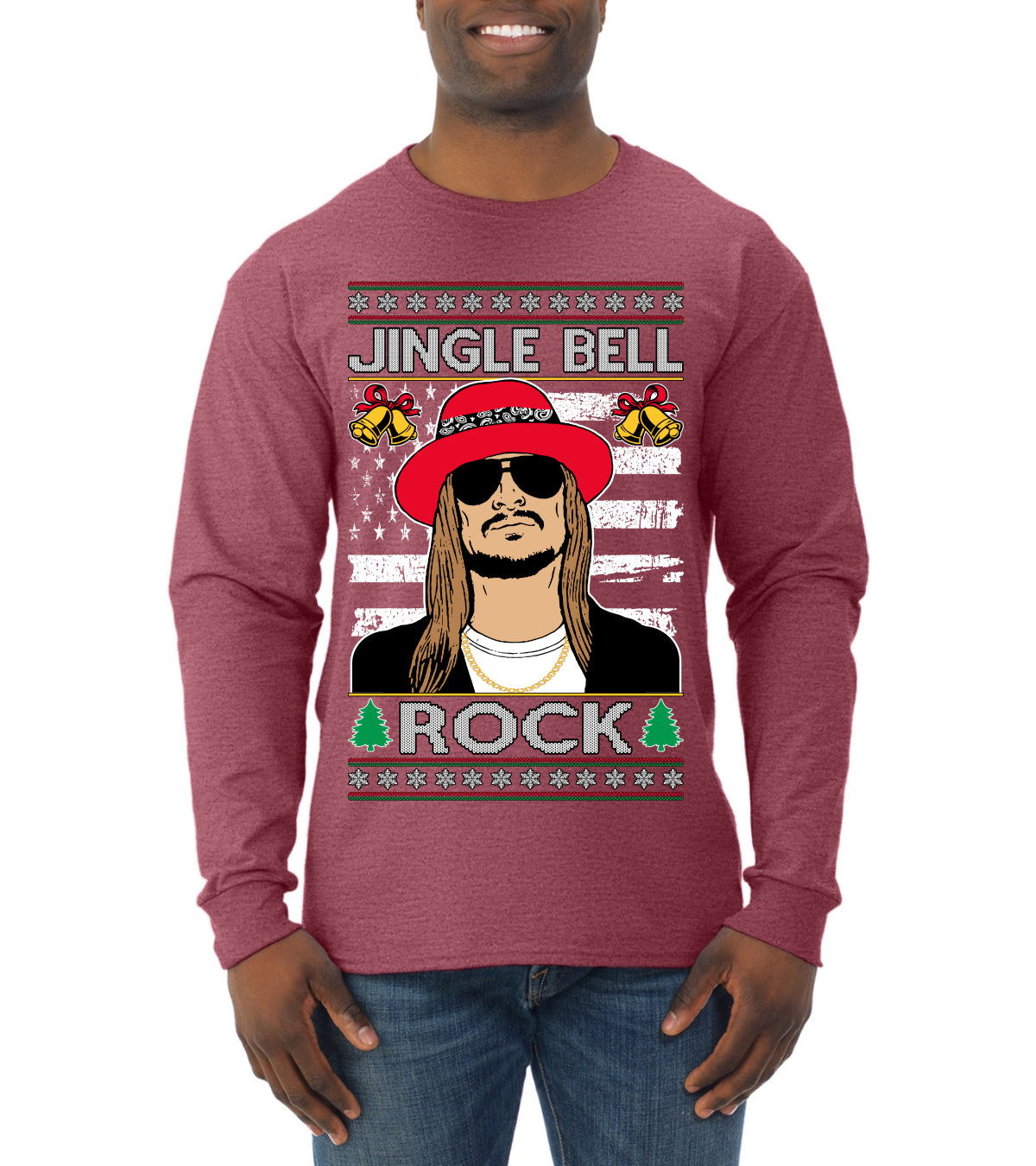 Kid RapperJingle Bell Rock Country Music, Christmas Gifts, Funny Xmas Gift Idea Ugly Christmas Sweater Mens Long Sleeve Shirt