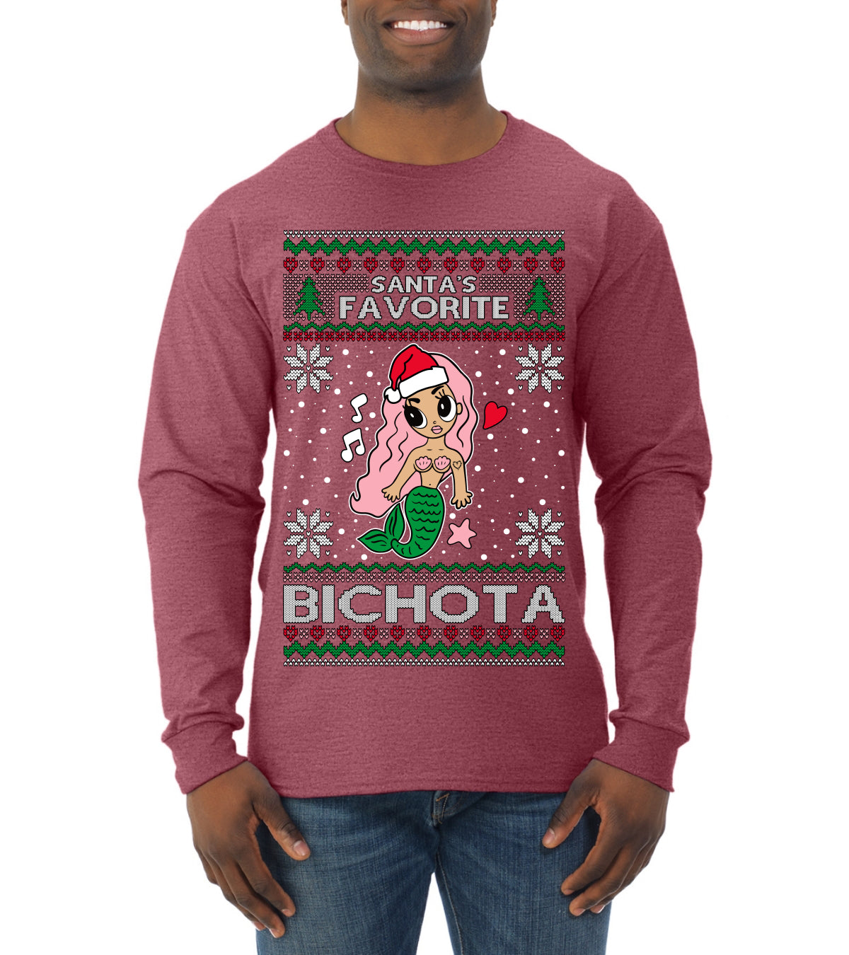 Christmas Karol Santa's Favorite Bichota, Christmas Gifts, Funny Xmas Gift Idea, Ugly Christmas Sweater Mens Long Sleeve Shirt